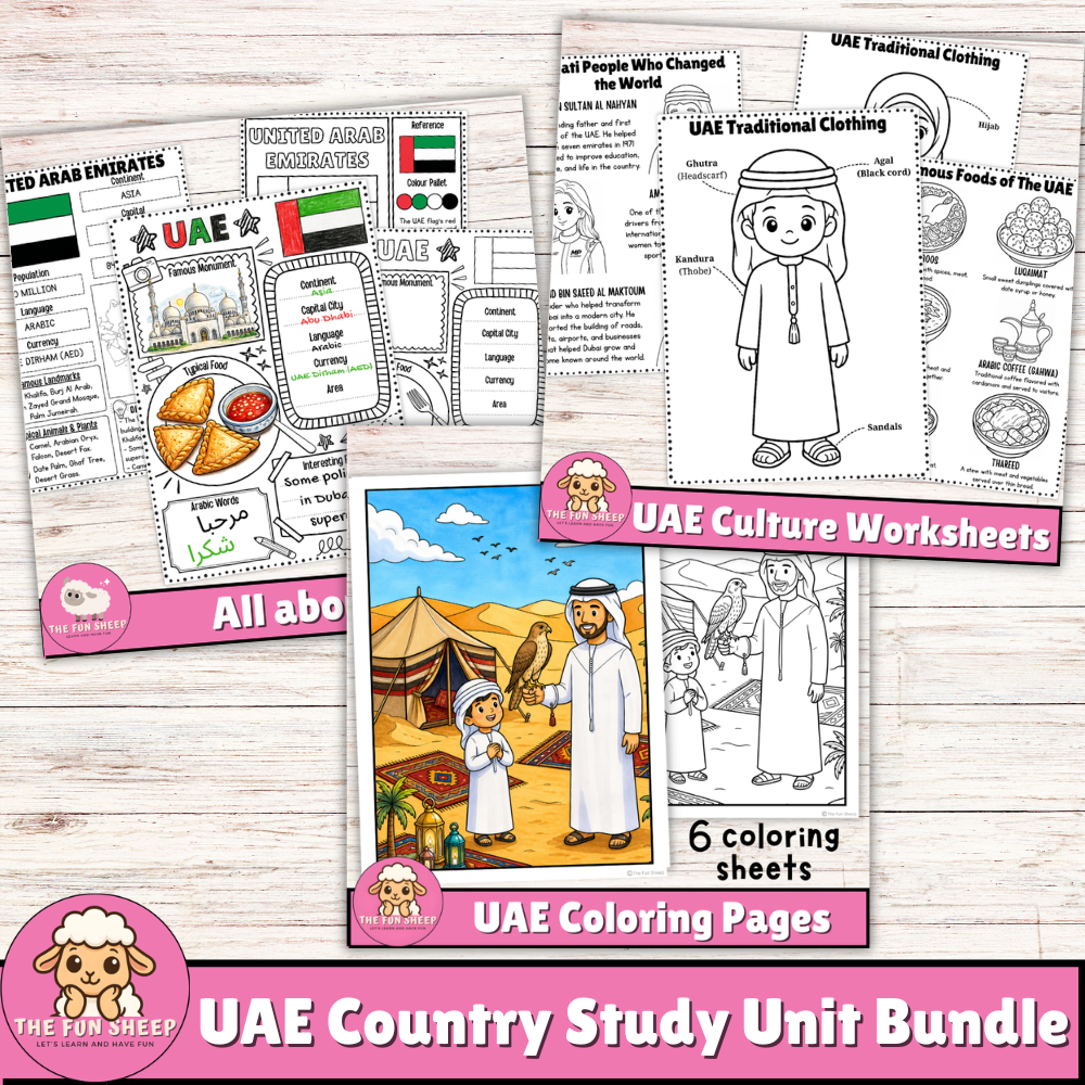 UAE Country Study Unit Bundle United Arab Emirates Country Study Worksheets