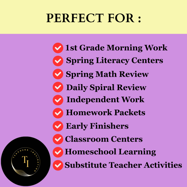 Spring Morning Work for 1st Grade | Math & Literacy Worksheets | Daily ...