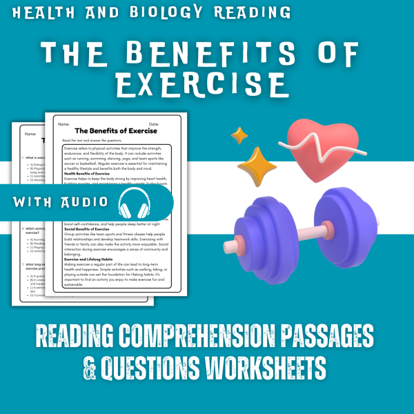 The Benefits of Exercise Reading Comprehension Worksheet with Questions ...