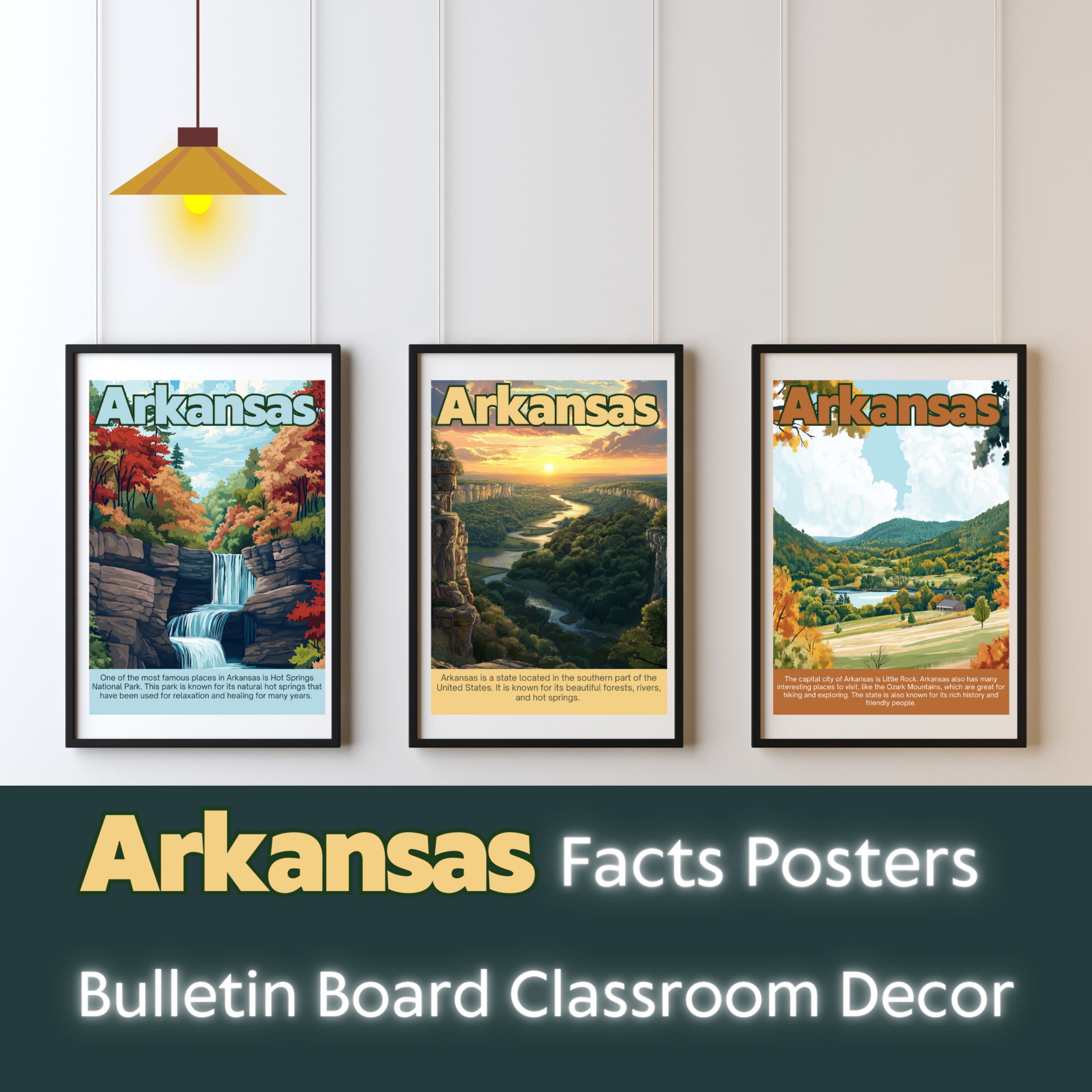 Arkansas Posters with Fun Facts - Printable Educational Wall Art & Travel Prints