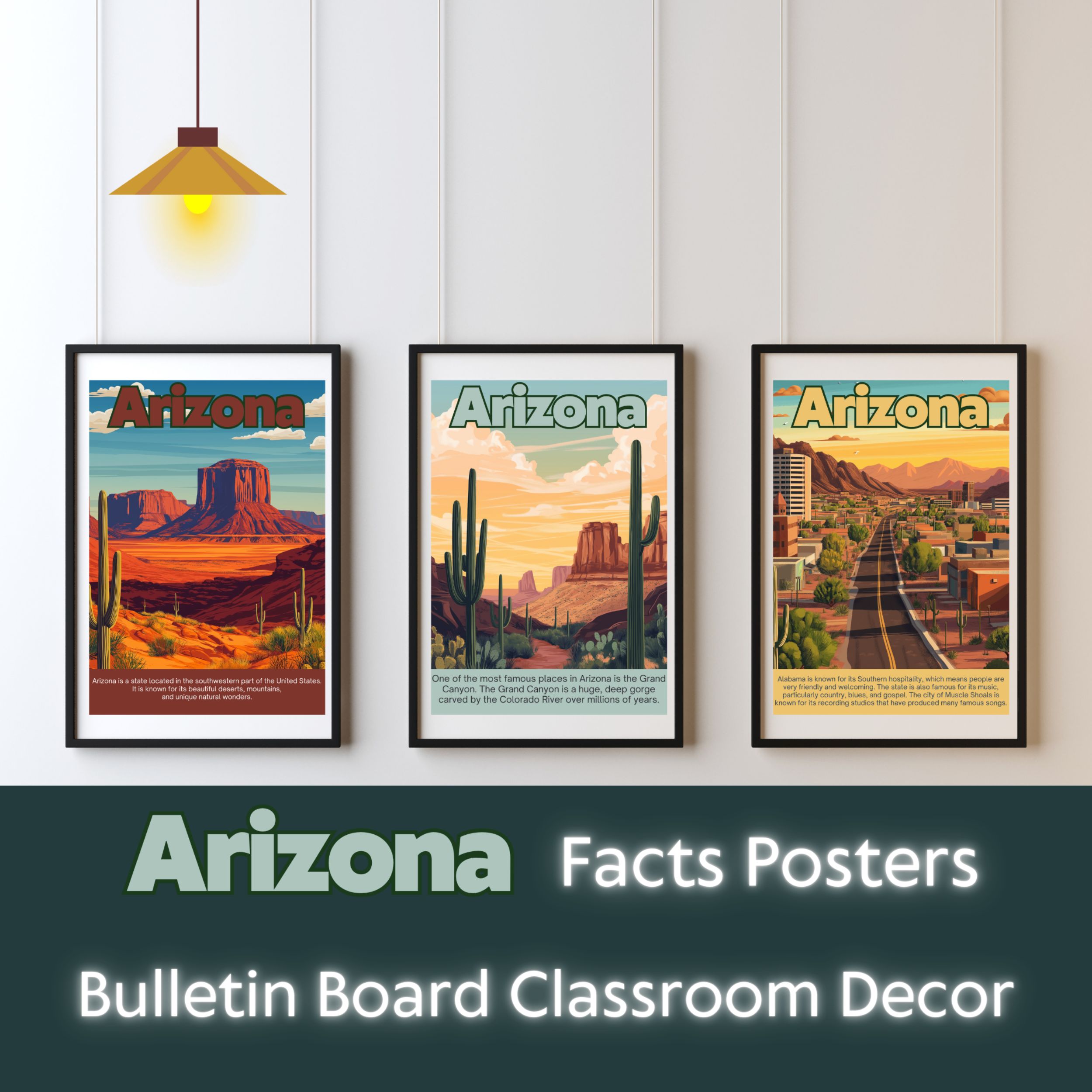 Arizona Posters with Fun Facts - Printable Educational Wall Art & Travel Prints
