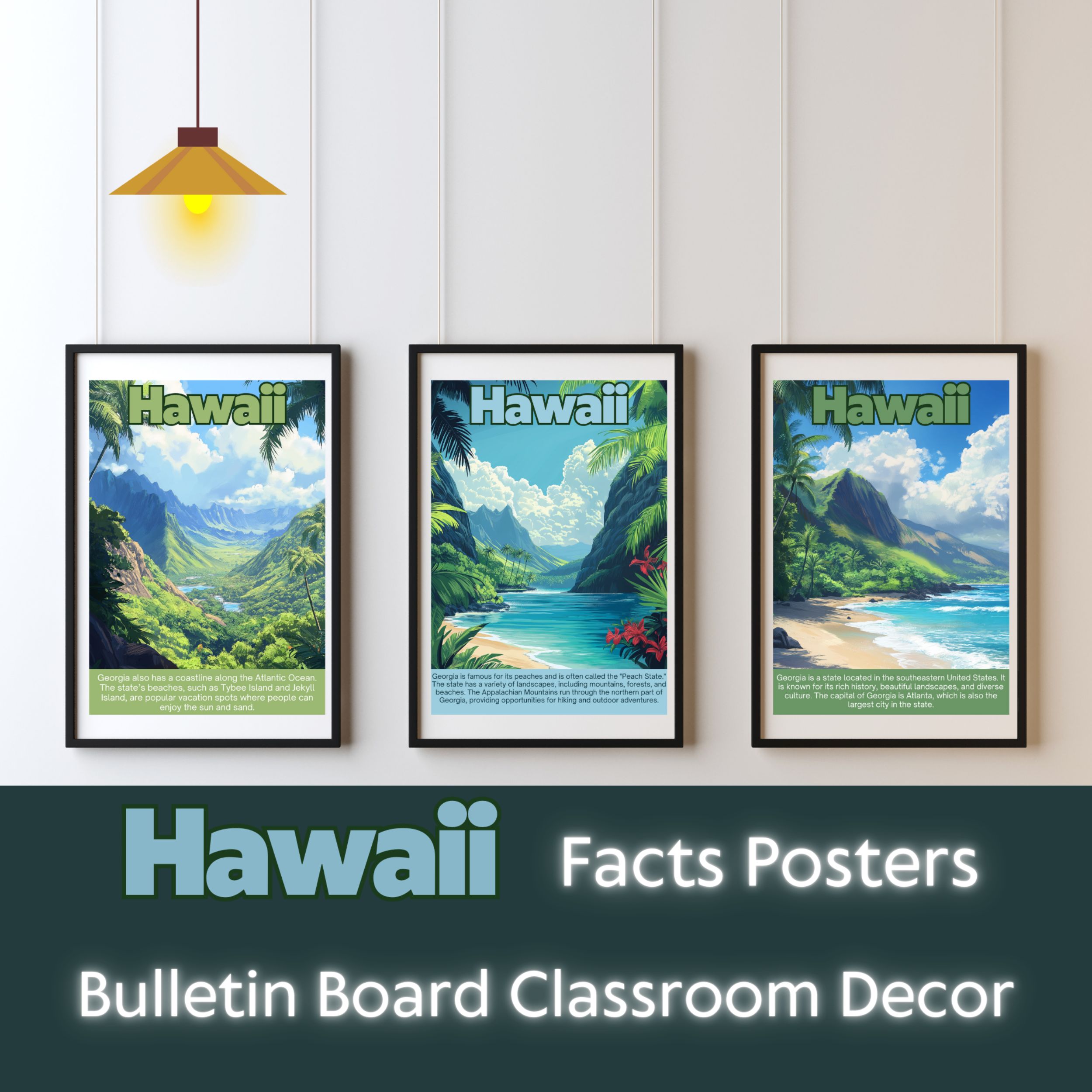 Hawaii Posters with Fun Facts - Printable Educational Wall Art & Travel Prints