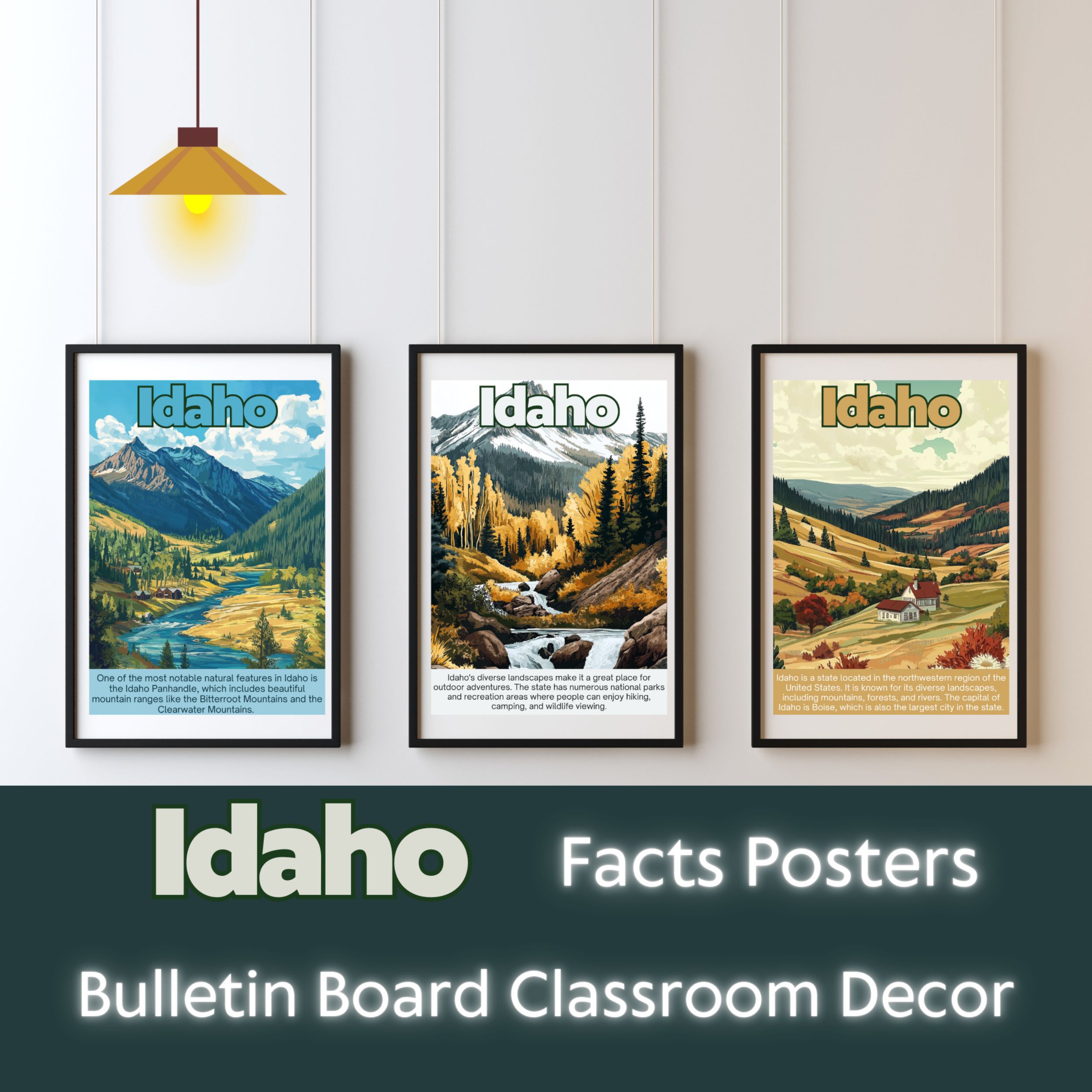 Idaho Posters with Fun Facts - Printable Educational Wall Art & Travel Prints