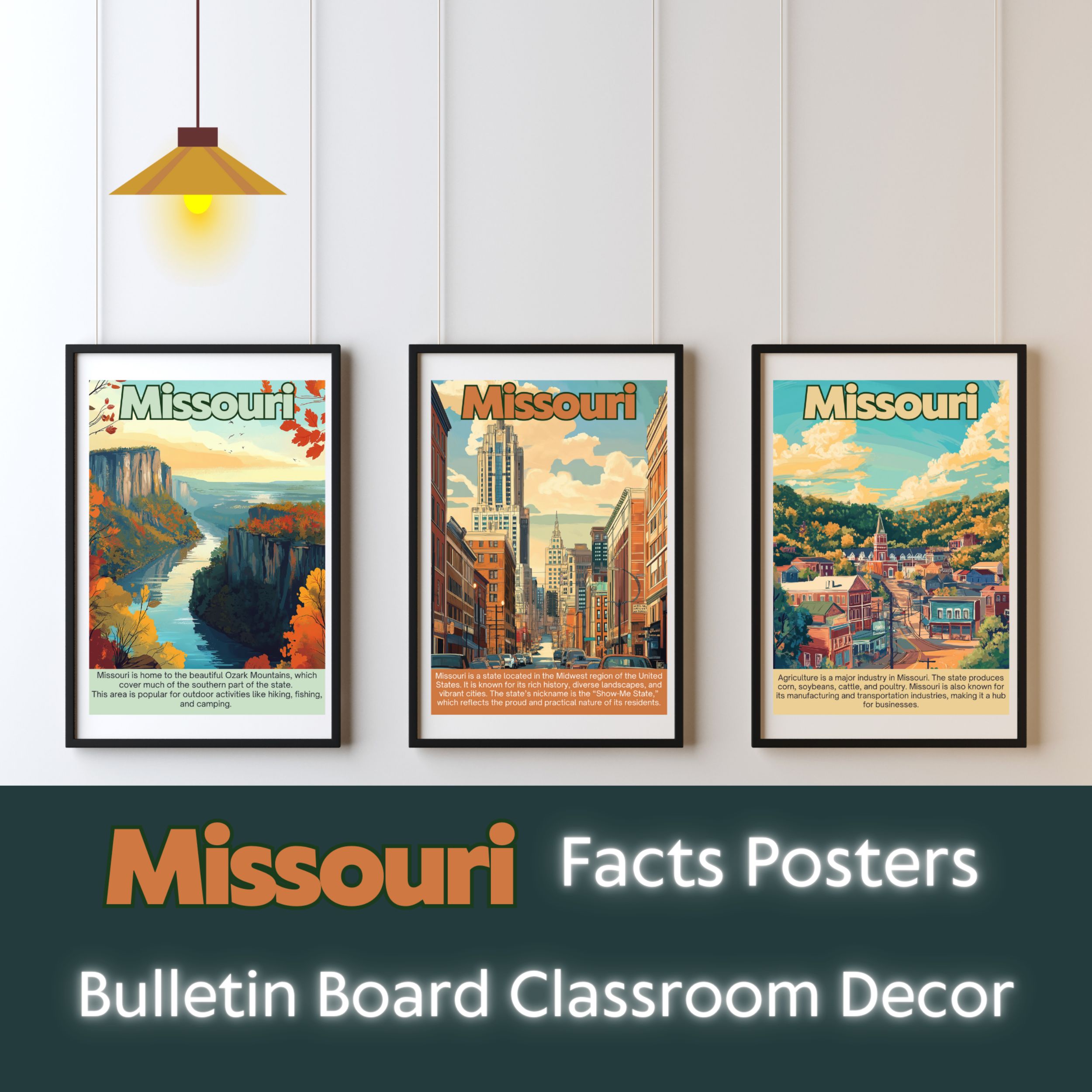 Missouri Posters with Fun Facts - Printable Educational Wall Art & Travel Prints