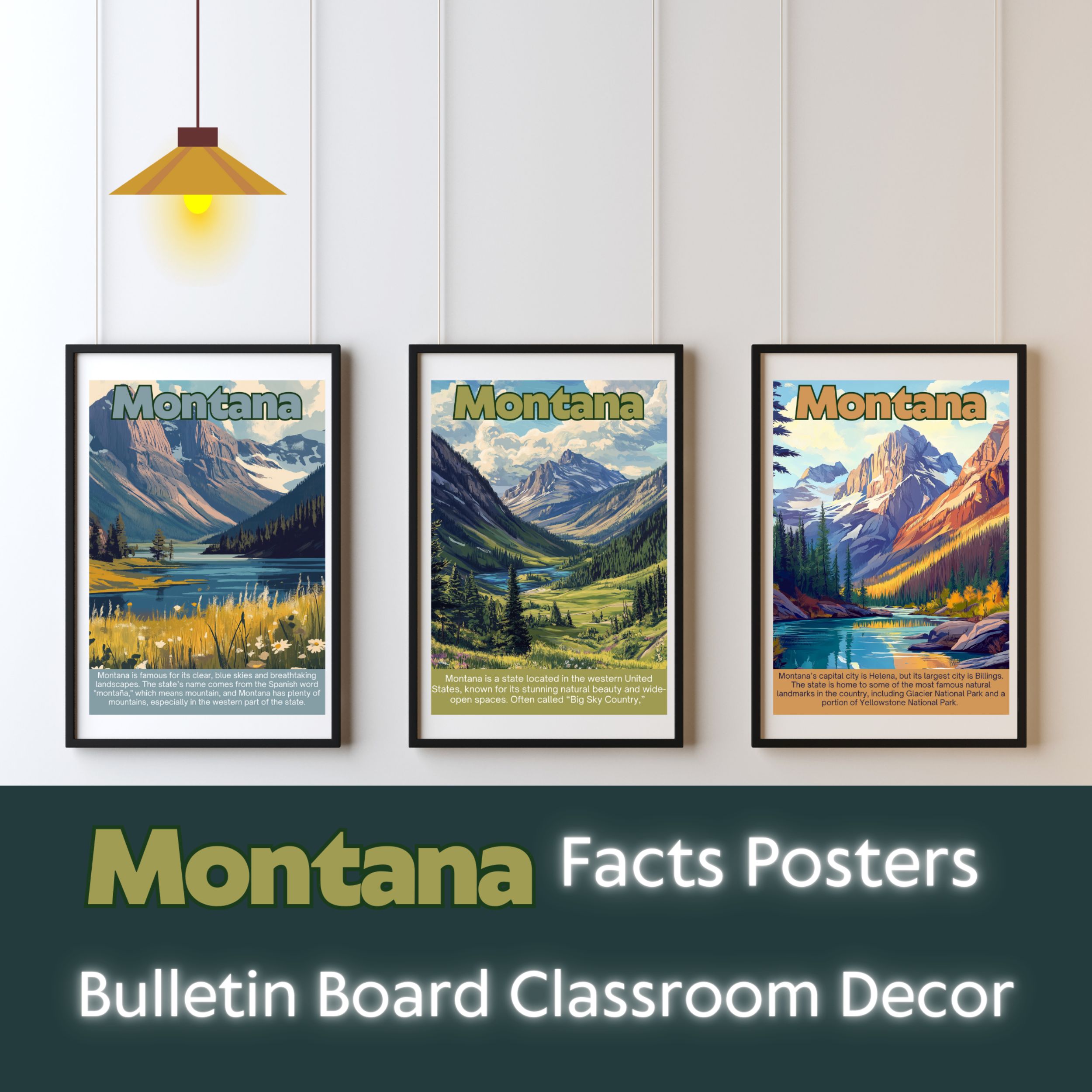 Montana Posters with Fun Facts - Printable Educational Wall Art & Travel Prints