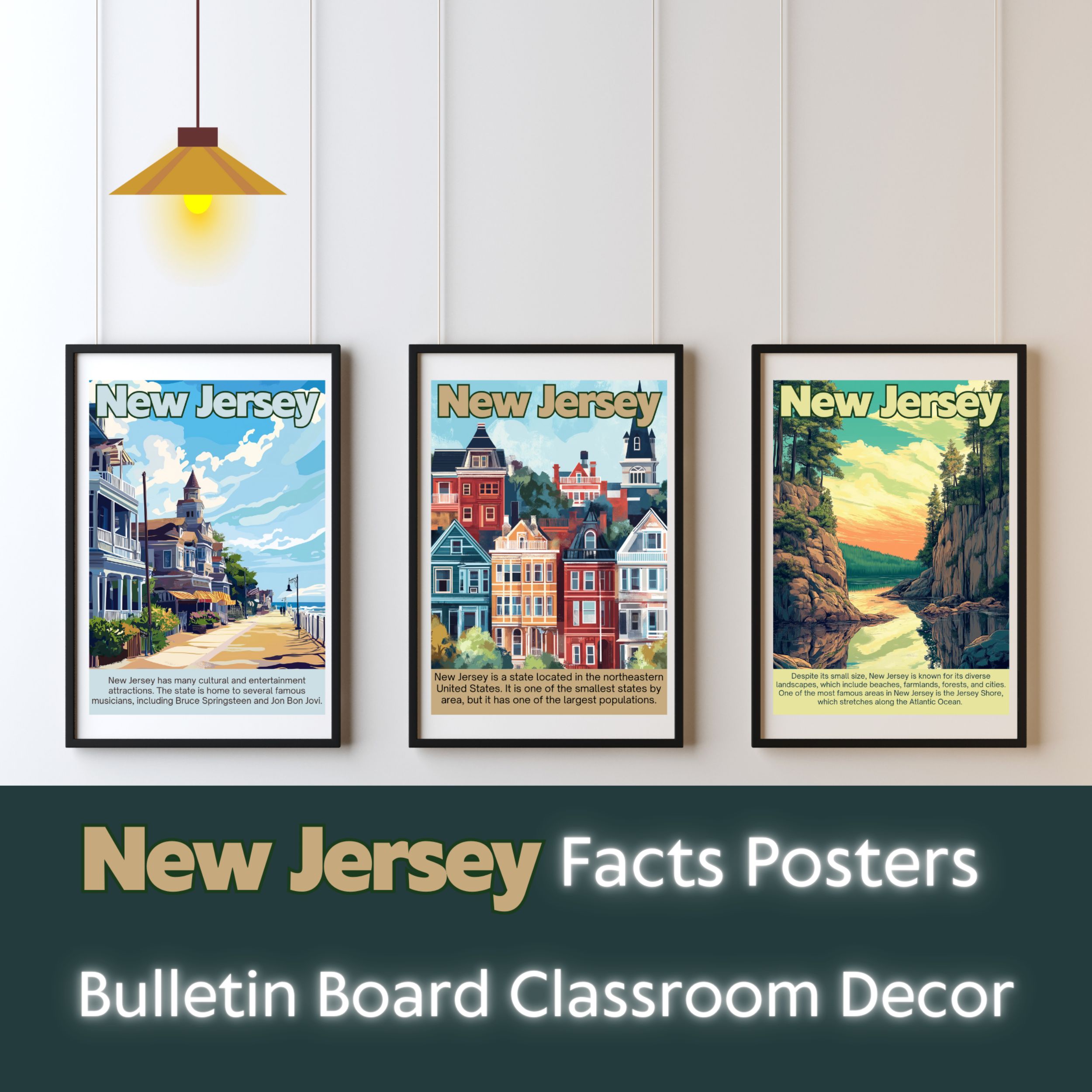 New Jersey Posters with Fun Facts - Printable Educational Wall Art & Travel Prints