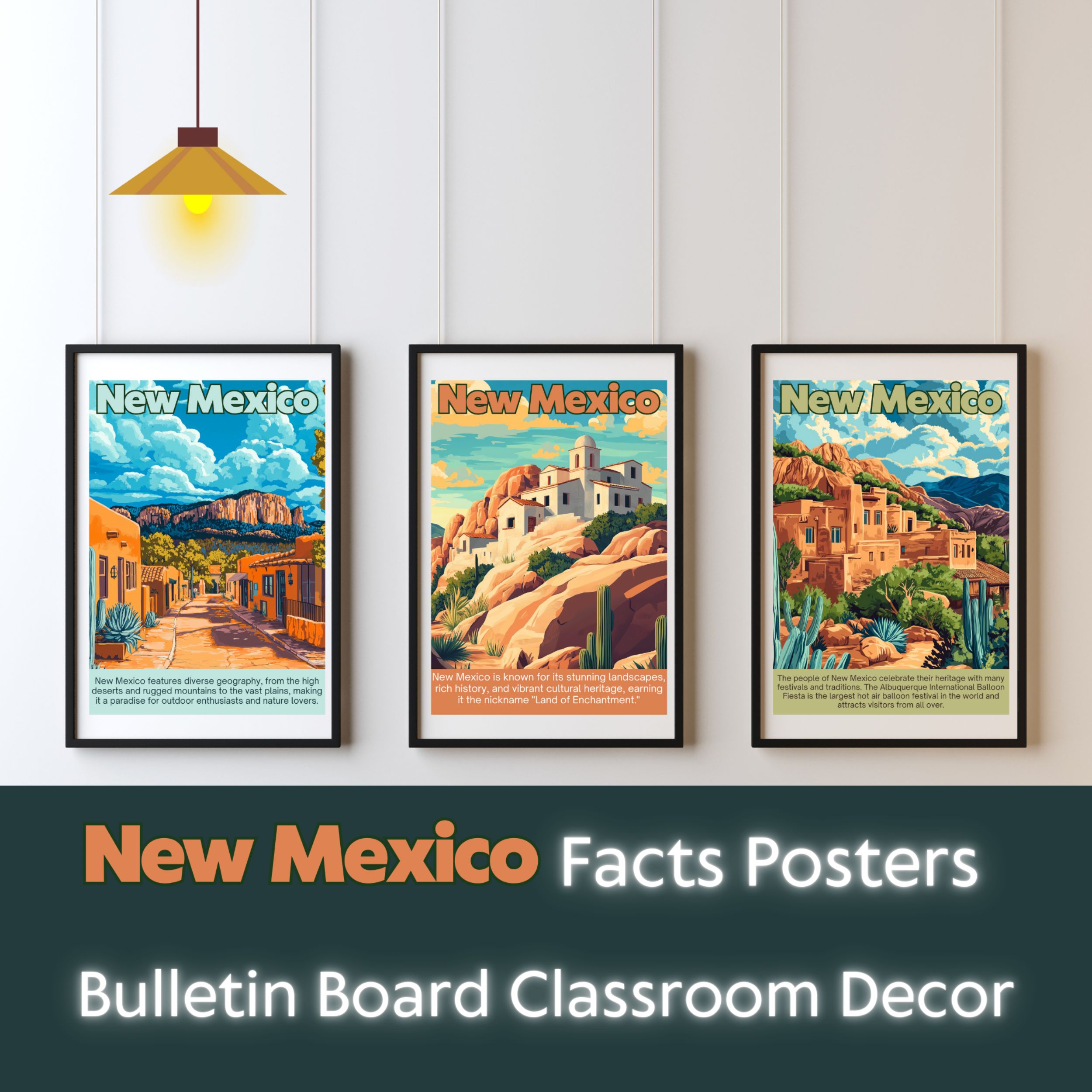 New Mexico Posters with Fun Facts - Printable Educational Wall Art & Travel Prints