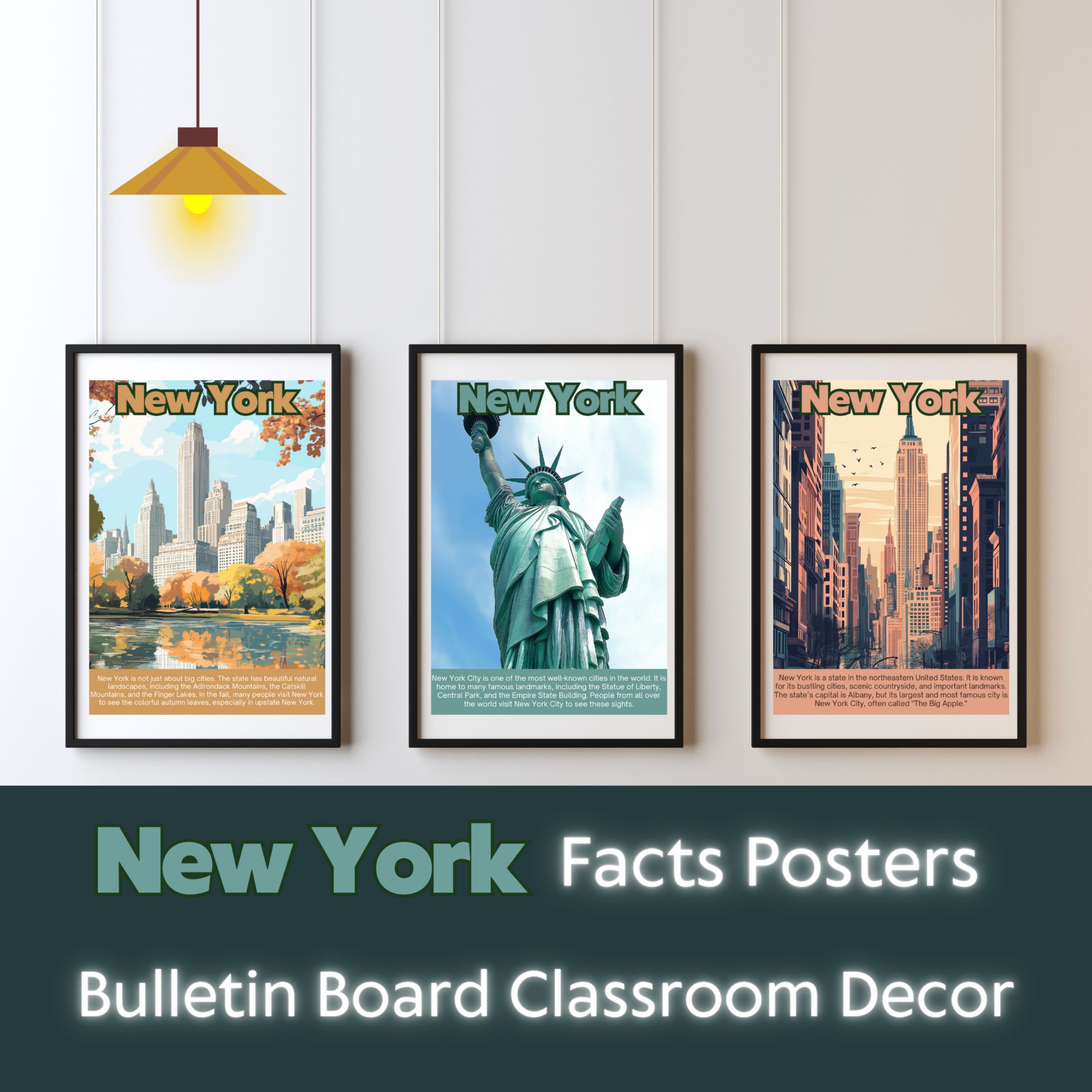 New York Posters with Fun Facts - Printable Educational Wall Art & Travel Prints