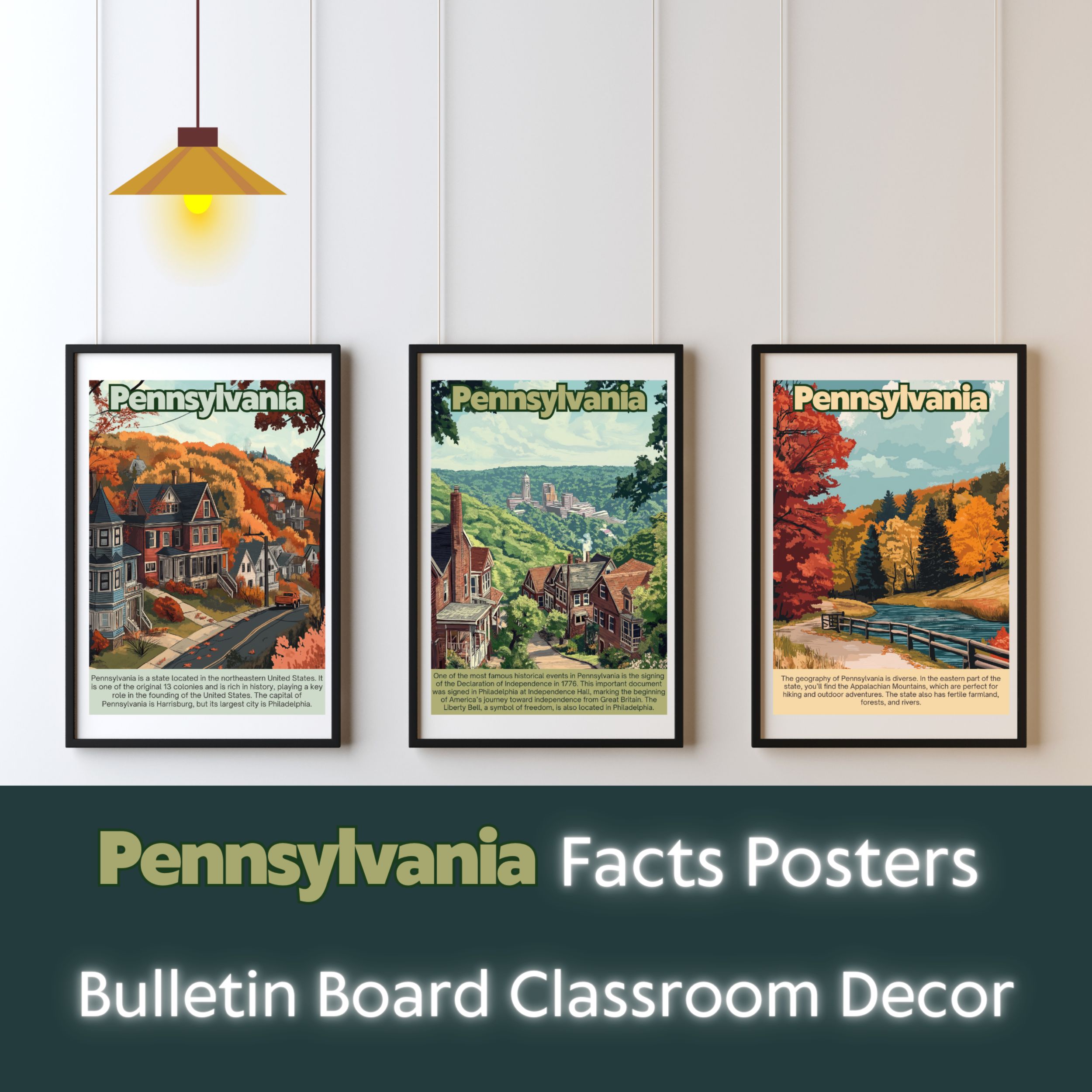 Pennsylvania Posters with Fun Facts - Printable Educational Wall Art & Travel Prints
