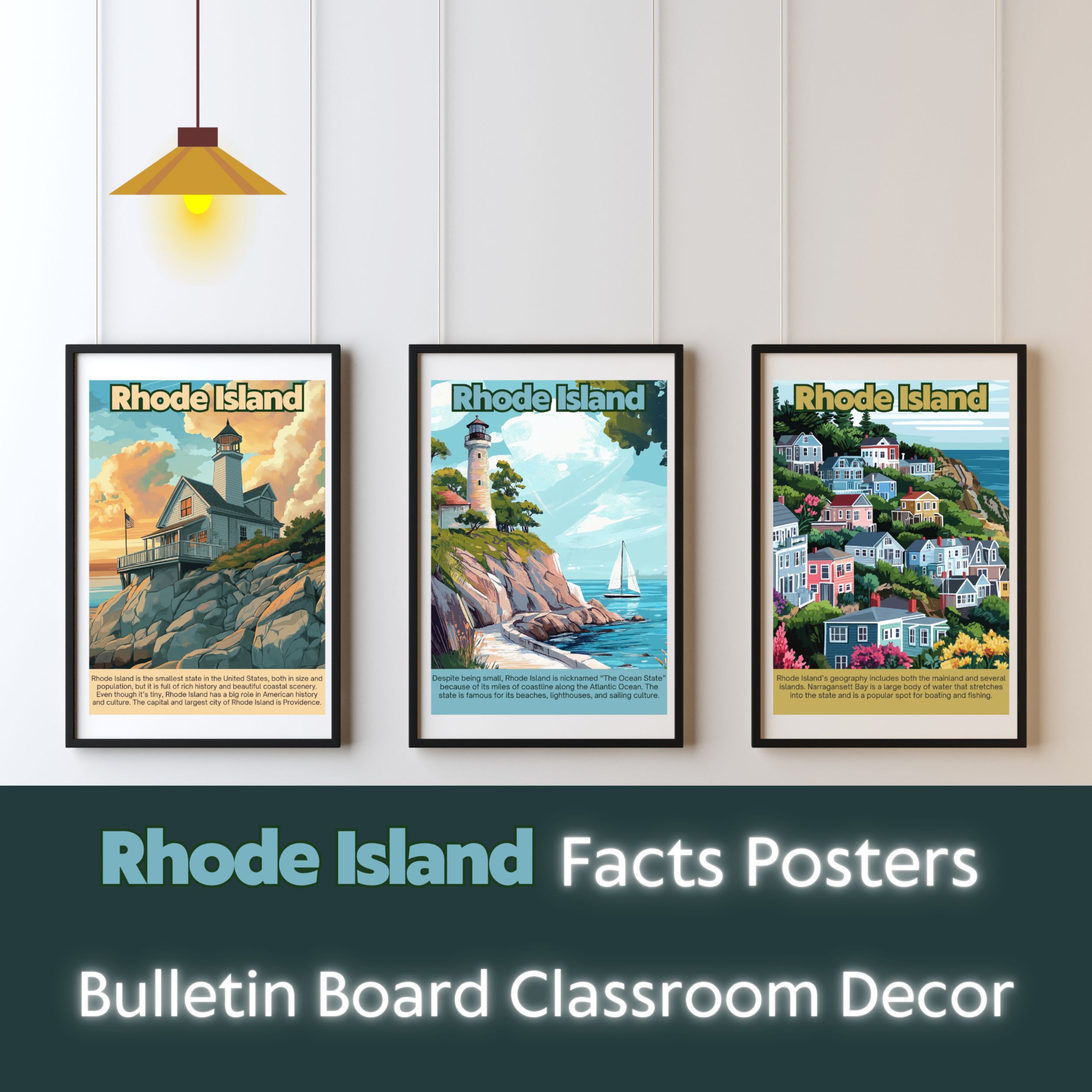 Rhode Island Posters with Fun Facts - Printable Educational Wall Art & Travel Prints