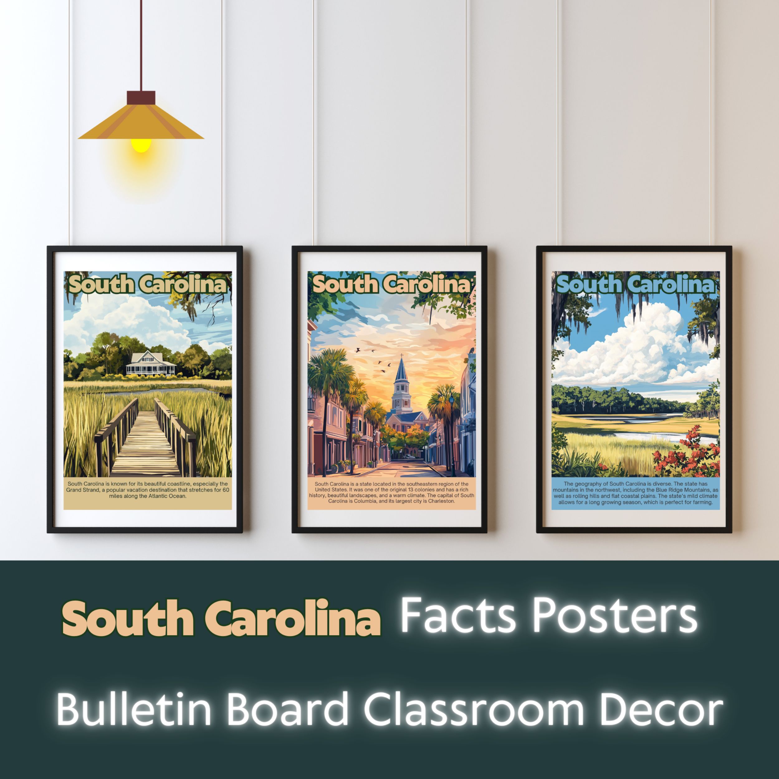 South Carolina Posters with Fun Facts - Printable Educational Wall Art & Travel Prints