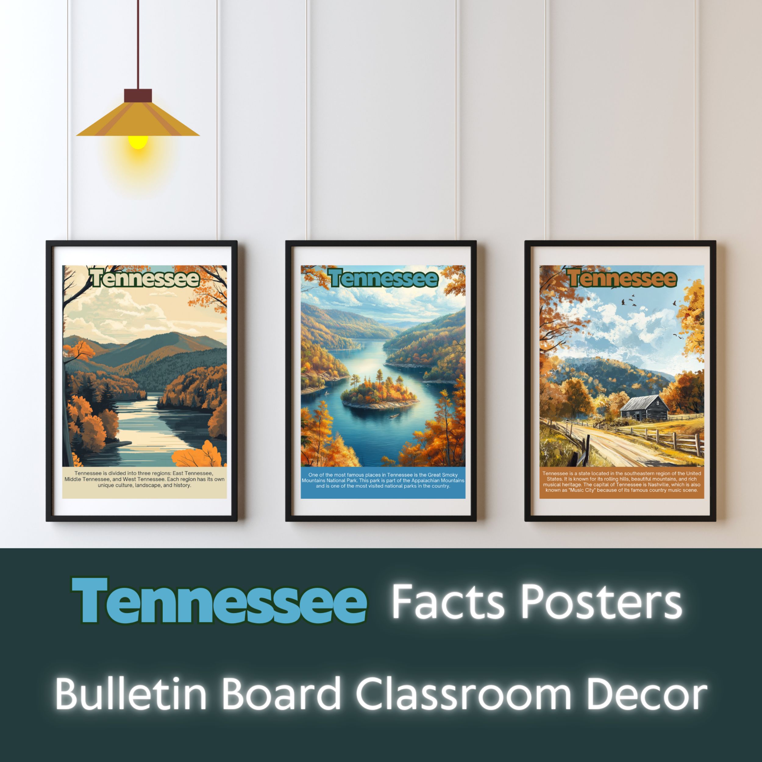 Tennessee Posters with Fun Facts - Printable Educational Wall Art & Travel Prints