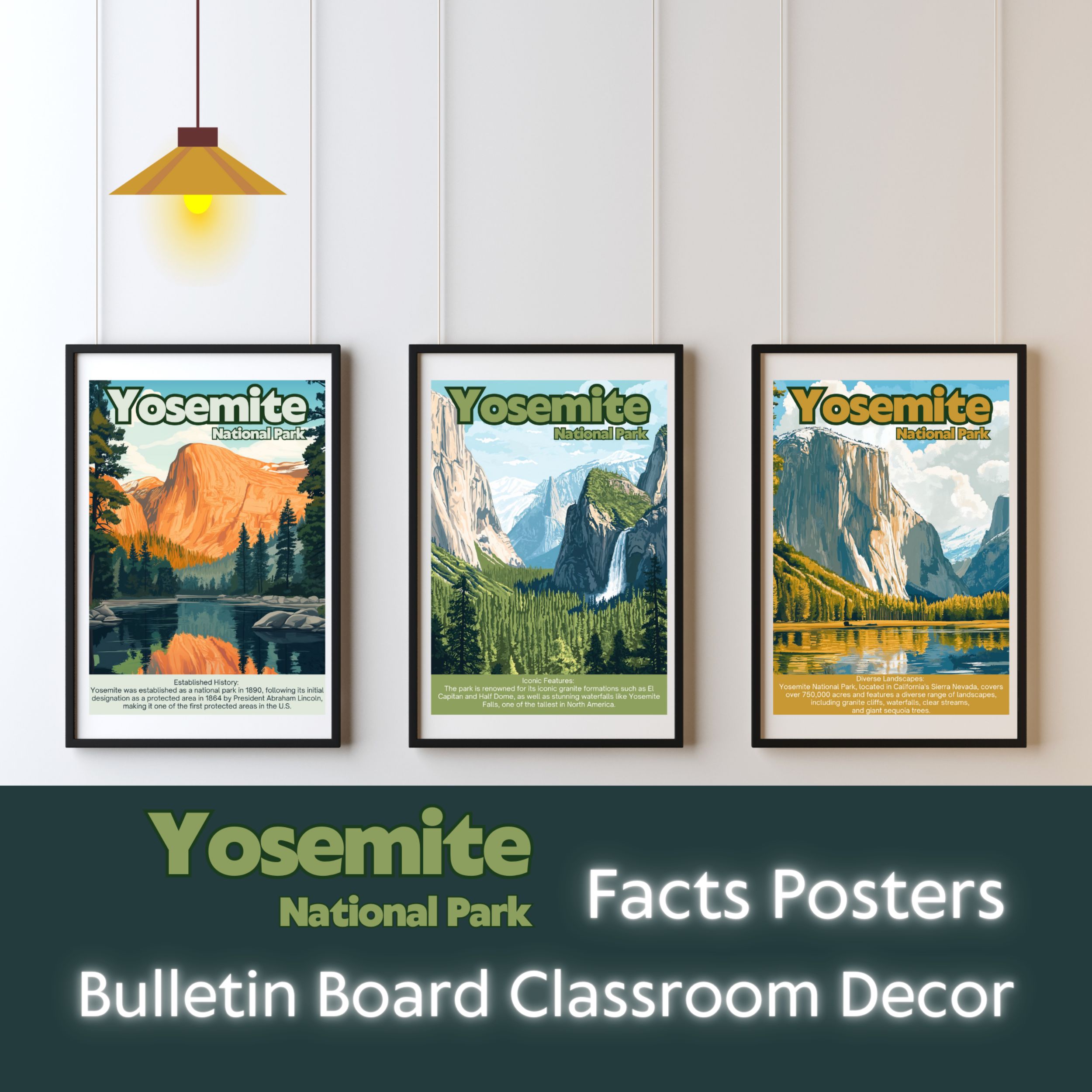 Yosemite National Park Posters with Fun Facts - Printable Educational Wall Art & Travel Prints