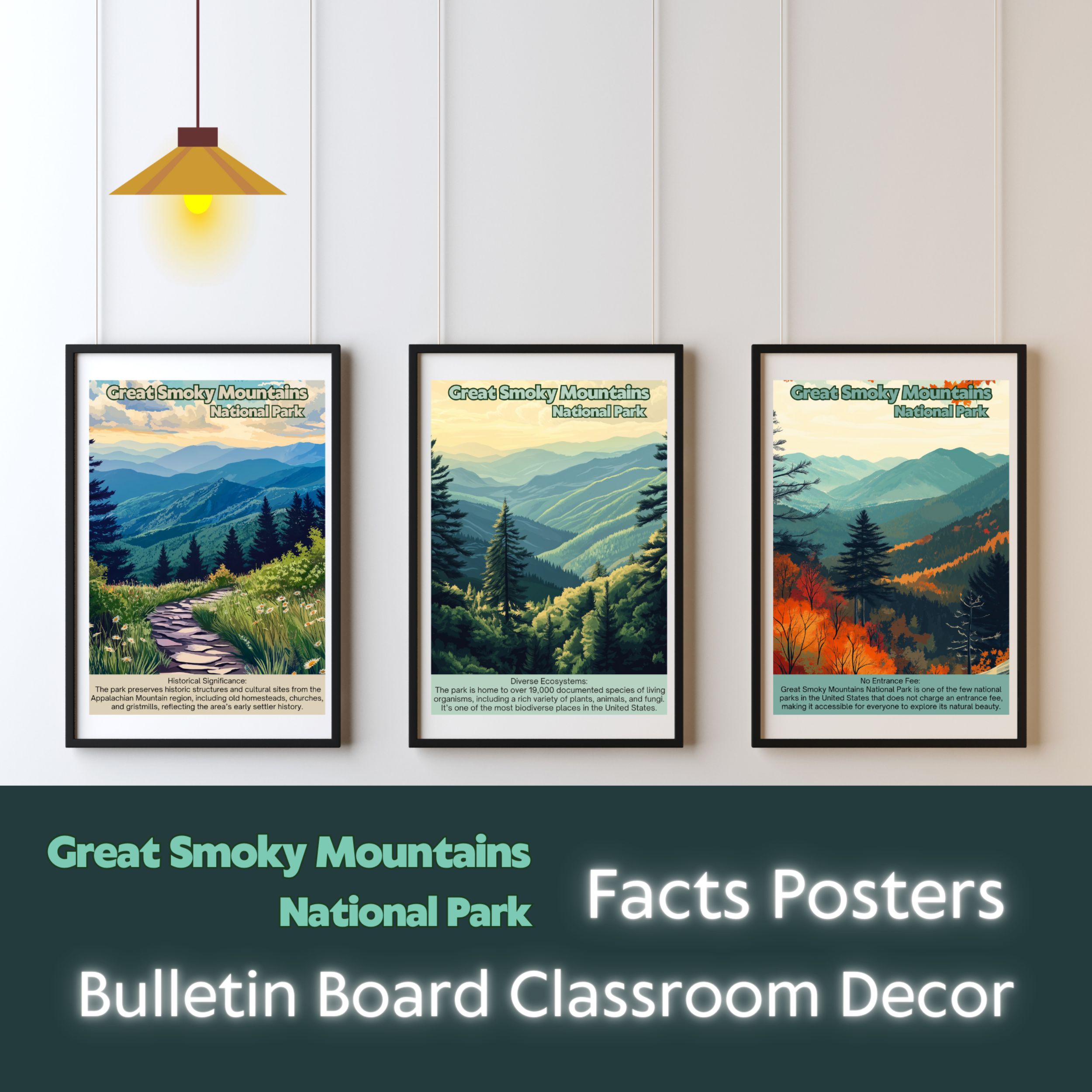 Great Smoky Mountains National Park Posters with Fun Facts - Printable Educational Wall Art & Travel