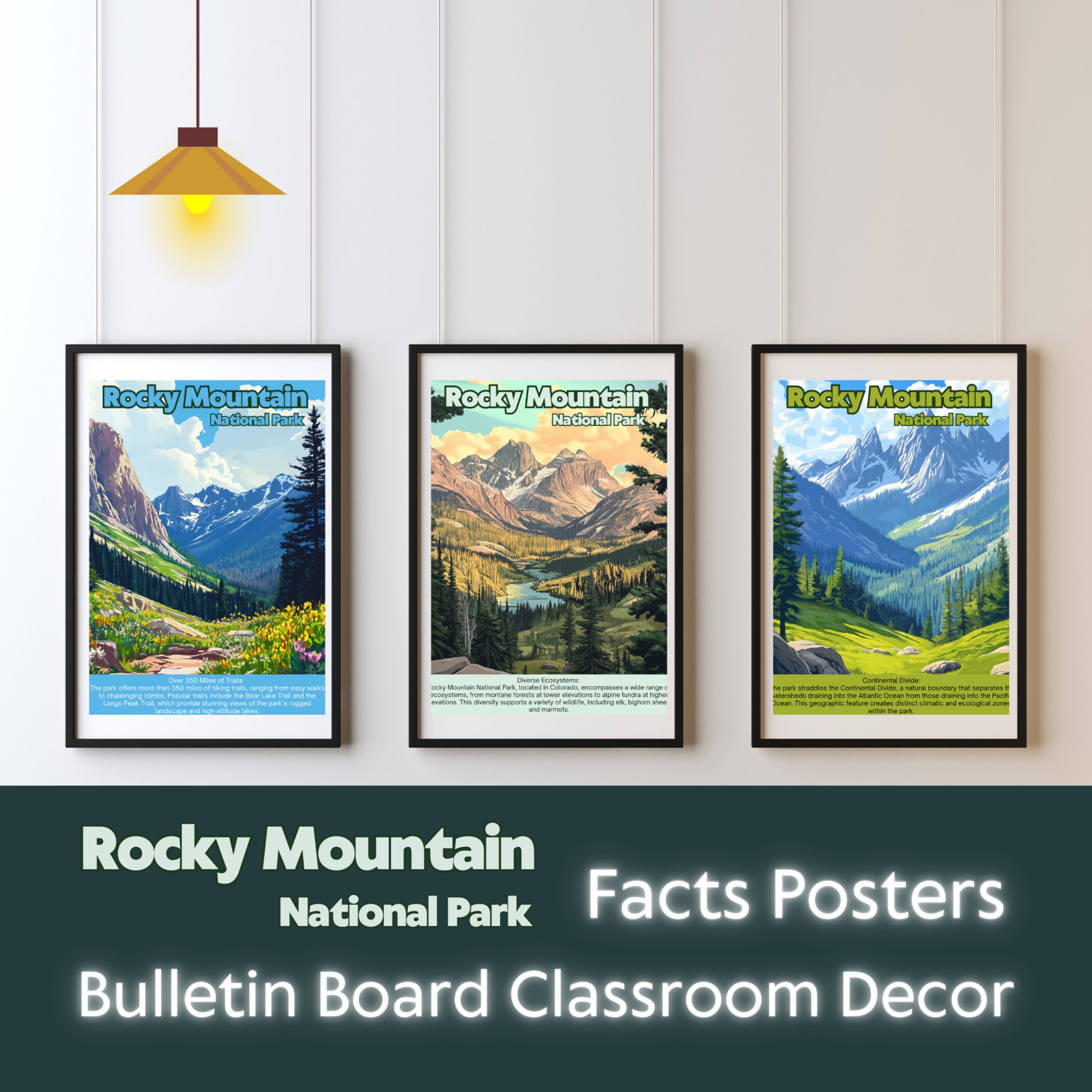 Rocky Mountain National Park Posters with Fun Facts - Printable Educational Wall Art & Travel Prints