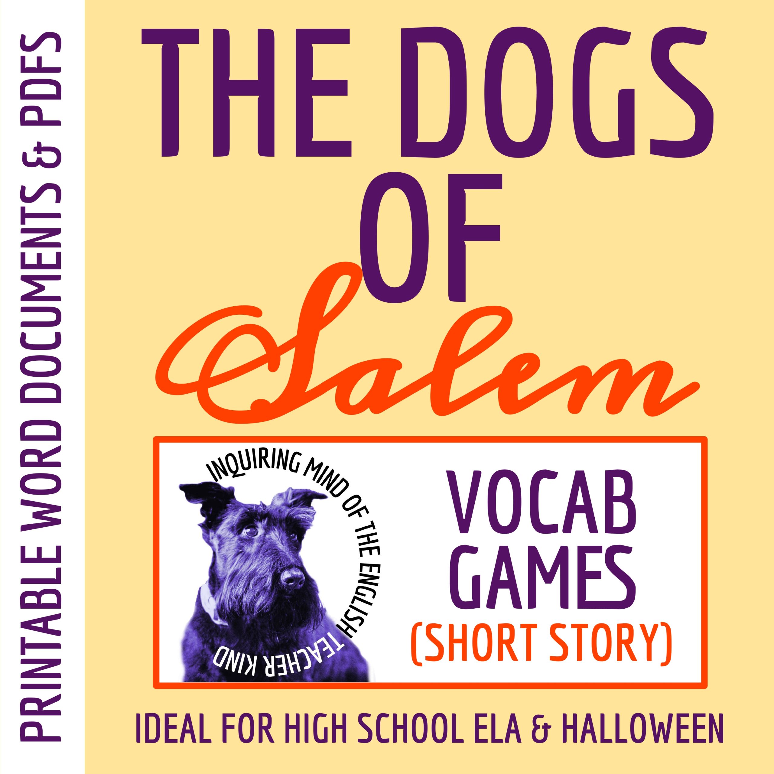 "The Dogs of Salem" by David Keller Vocabulary Games | Salem Witch Trials Fiction | Halloween