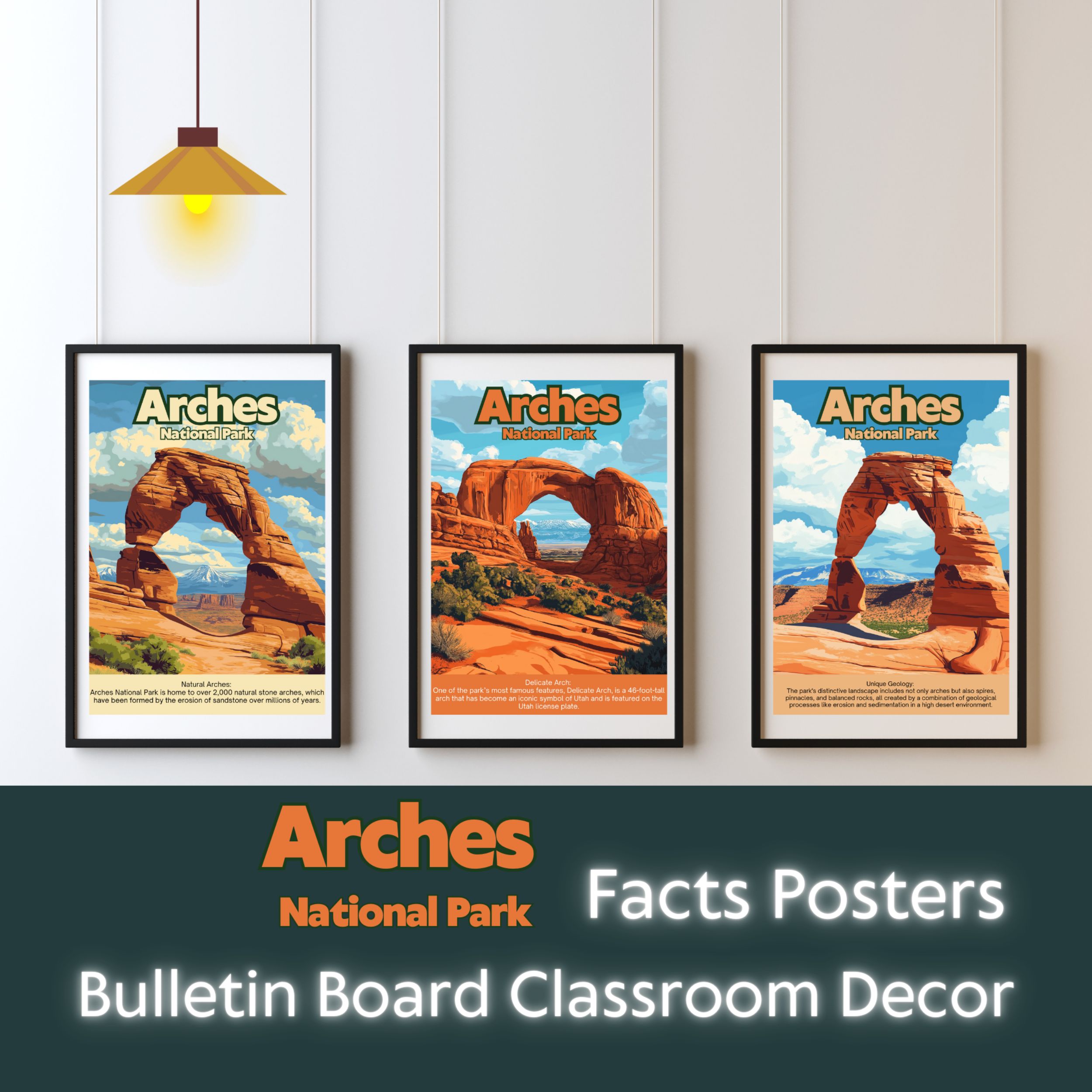Arches National Park Posters with Fun Facts - Printable Educational Wall Art