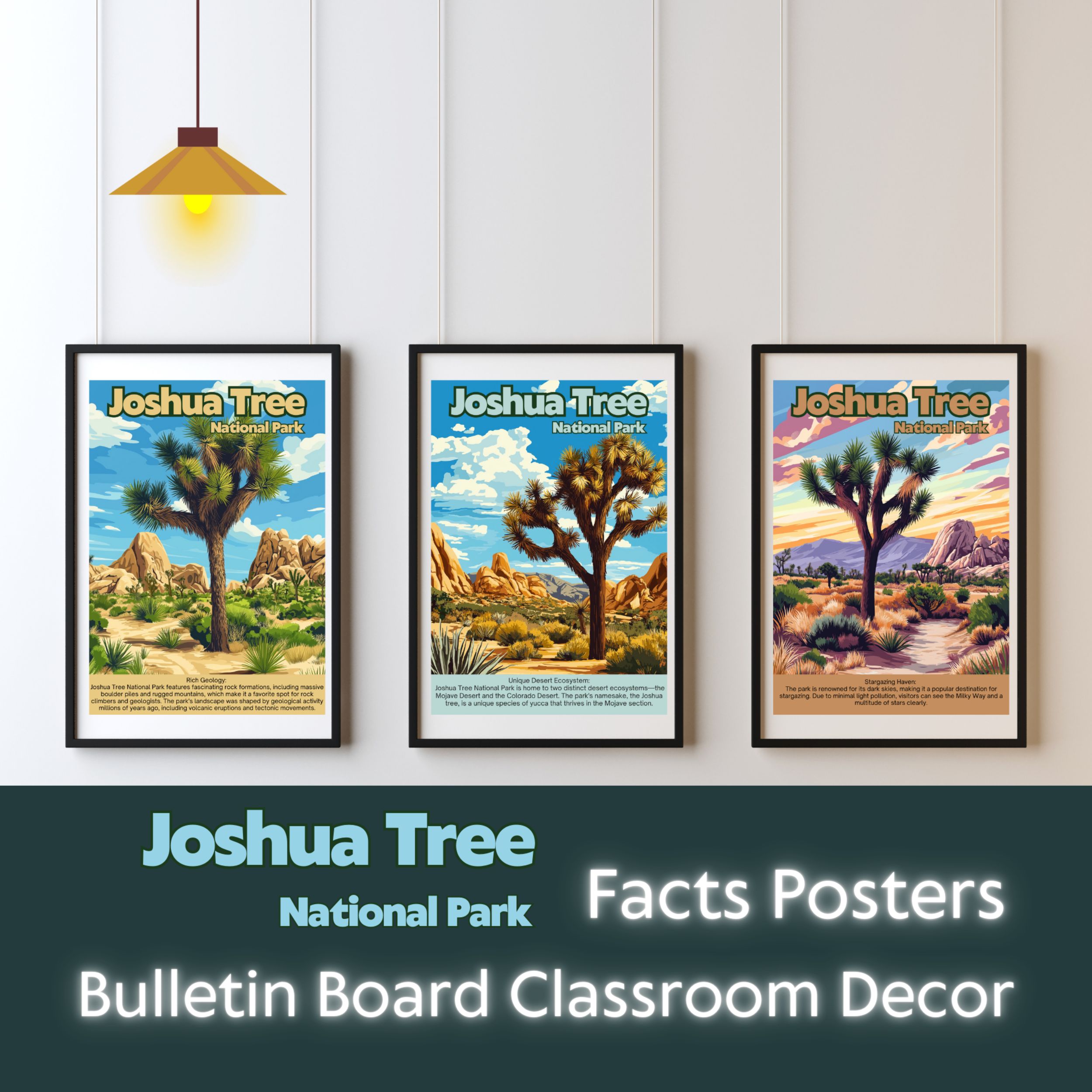 Joshua Tree National Park Posters with Fun Facts - Printable Educational Wall Art & Travel Prints