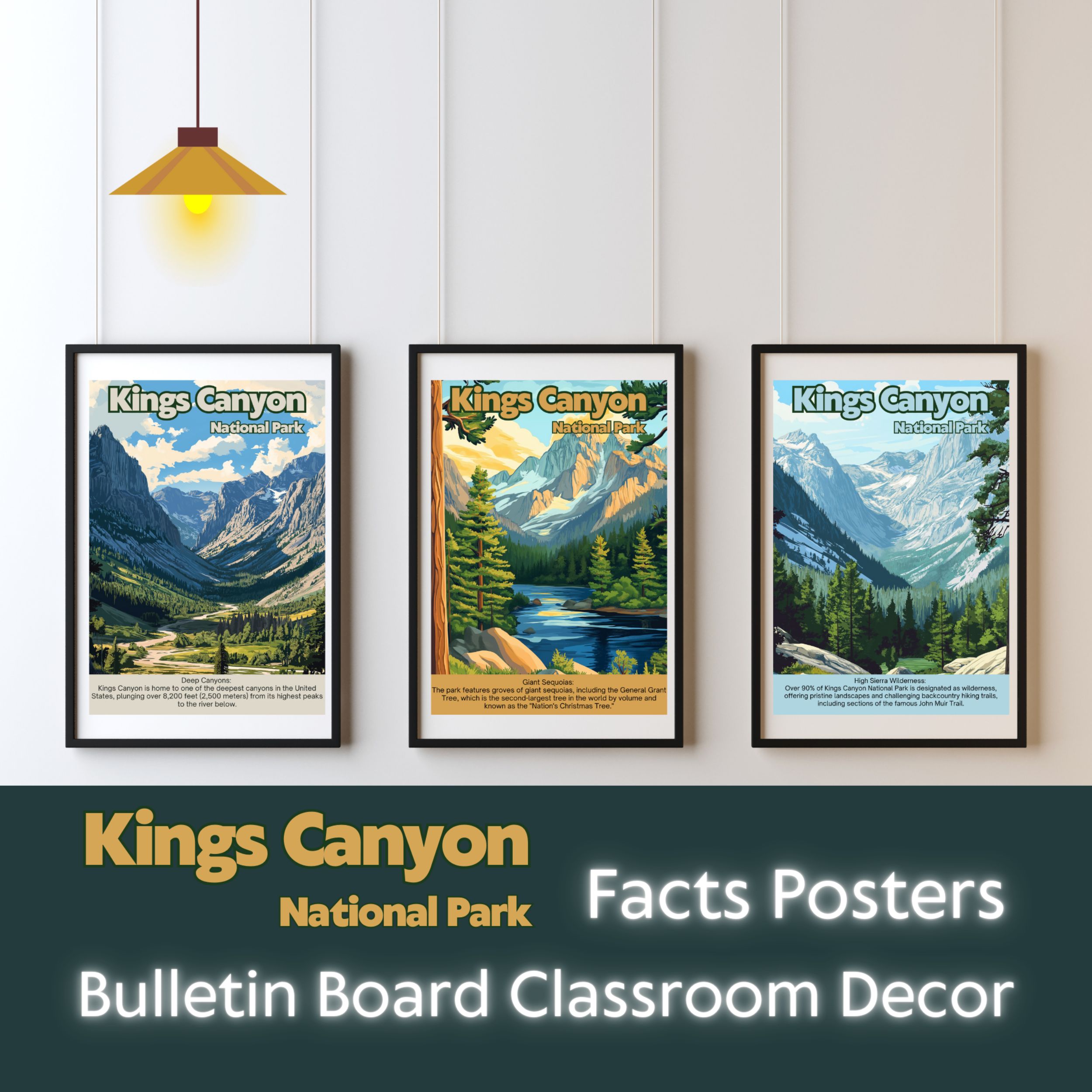 Kings Canyon National Park Posters with Fun Facts - Printable Educational Wall Art & Travel Prints