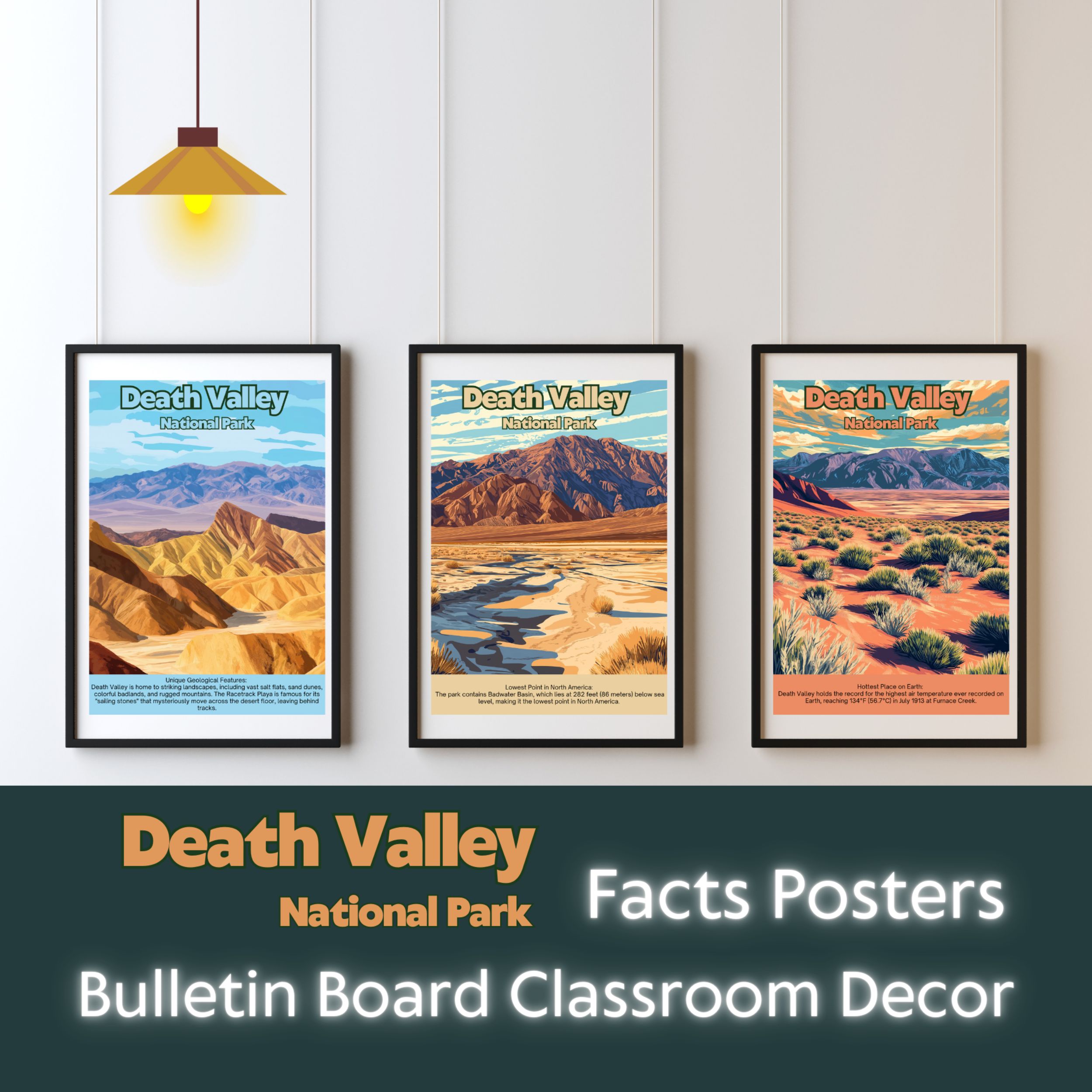 Death Valley National Park Posters with Fun Facts - Printable Educational Wall Art & Travel Prints