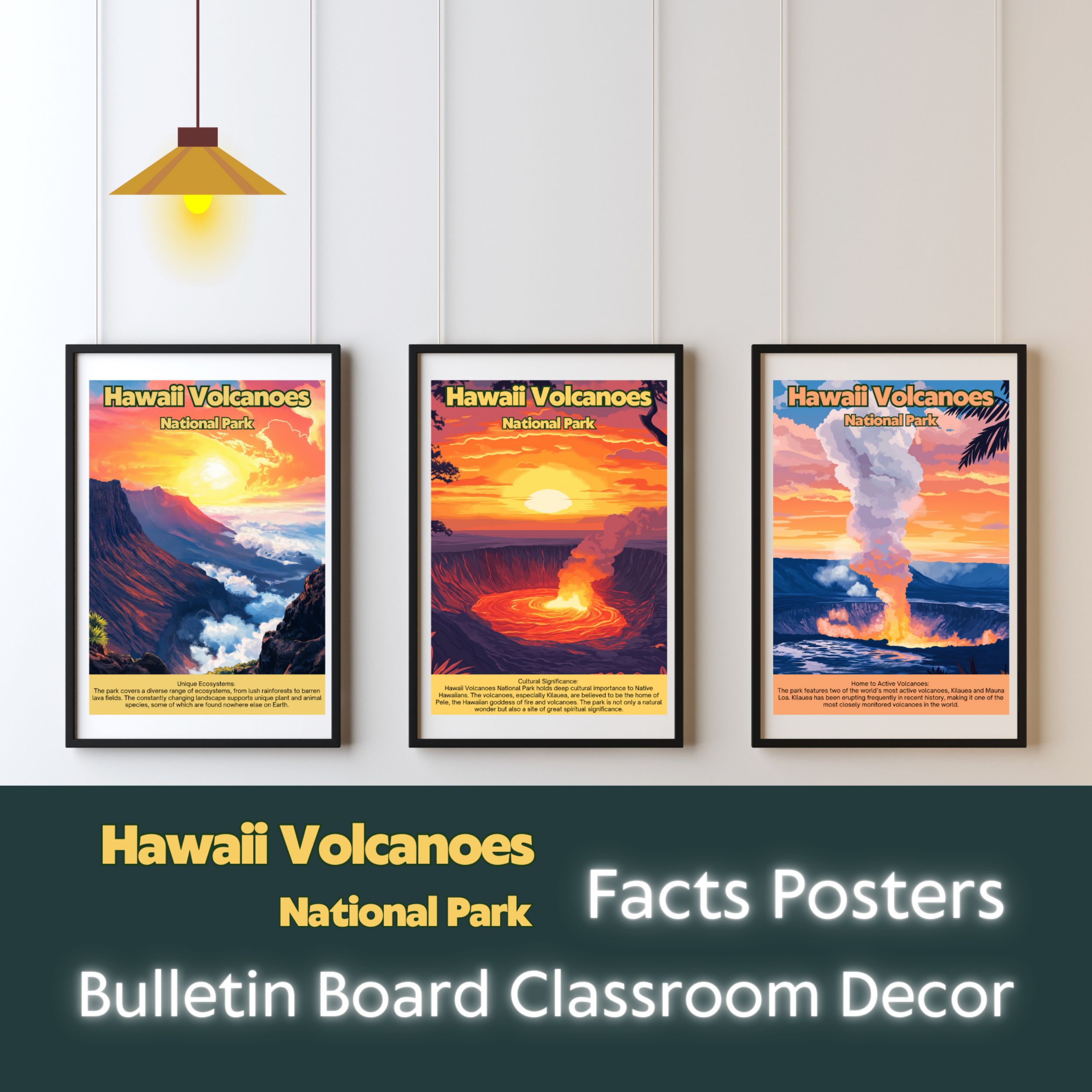 Hawaii Volcanoes National Park Posters with Fun Facts - Printable Educational Wall Art