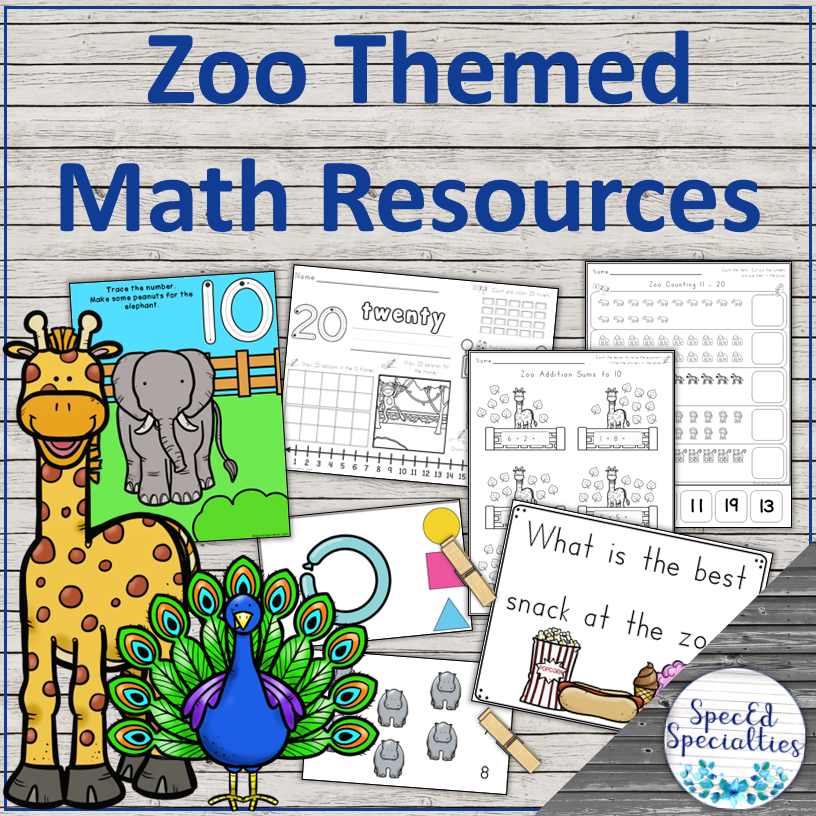 Zoo Animals Themed Summer Math Activities for ESY and Special Education
