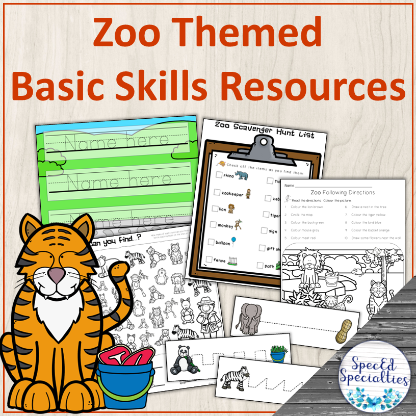 ESY Zoo Animals Summer Fine Motor and Visual Discrimination Craft Activities