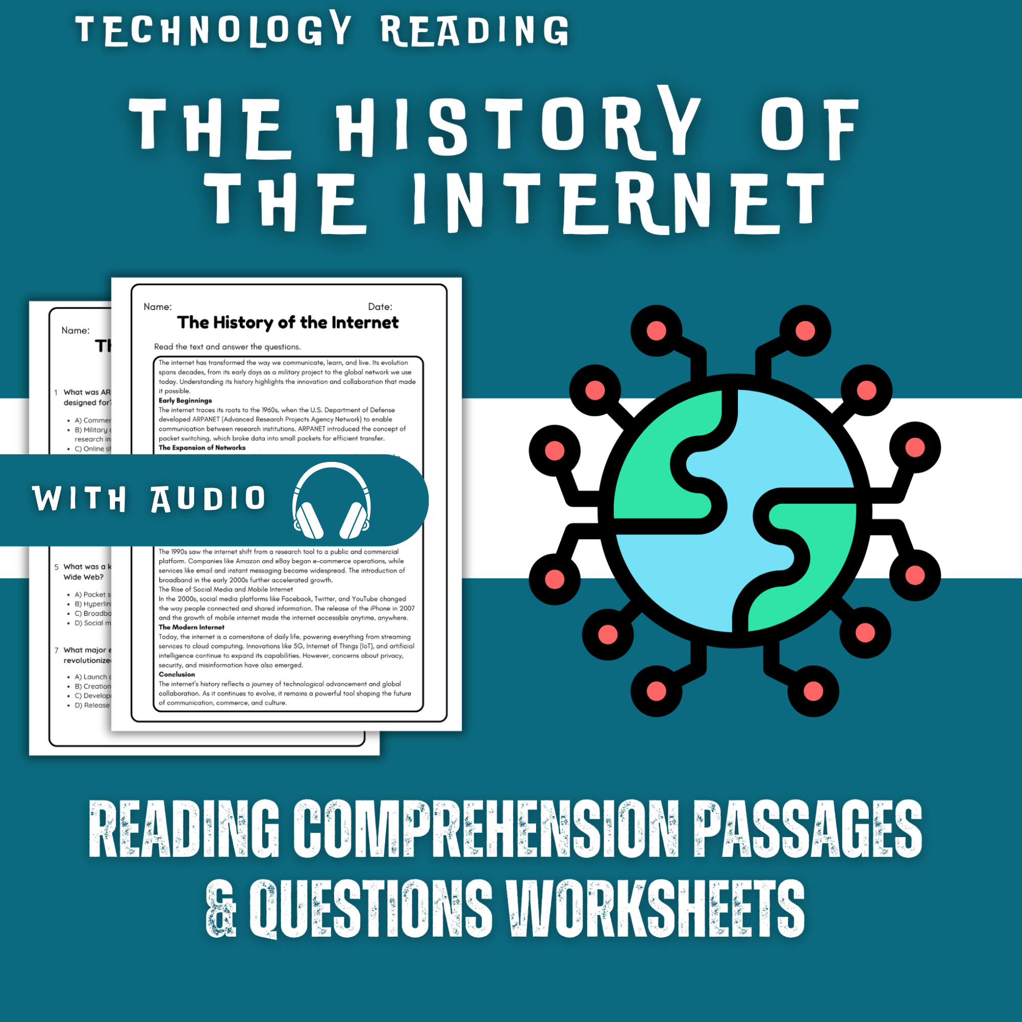 The History of the Internet Reading Comprehension Worksheet with Questions and Answers