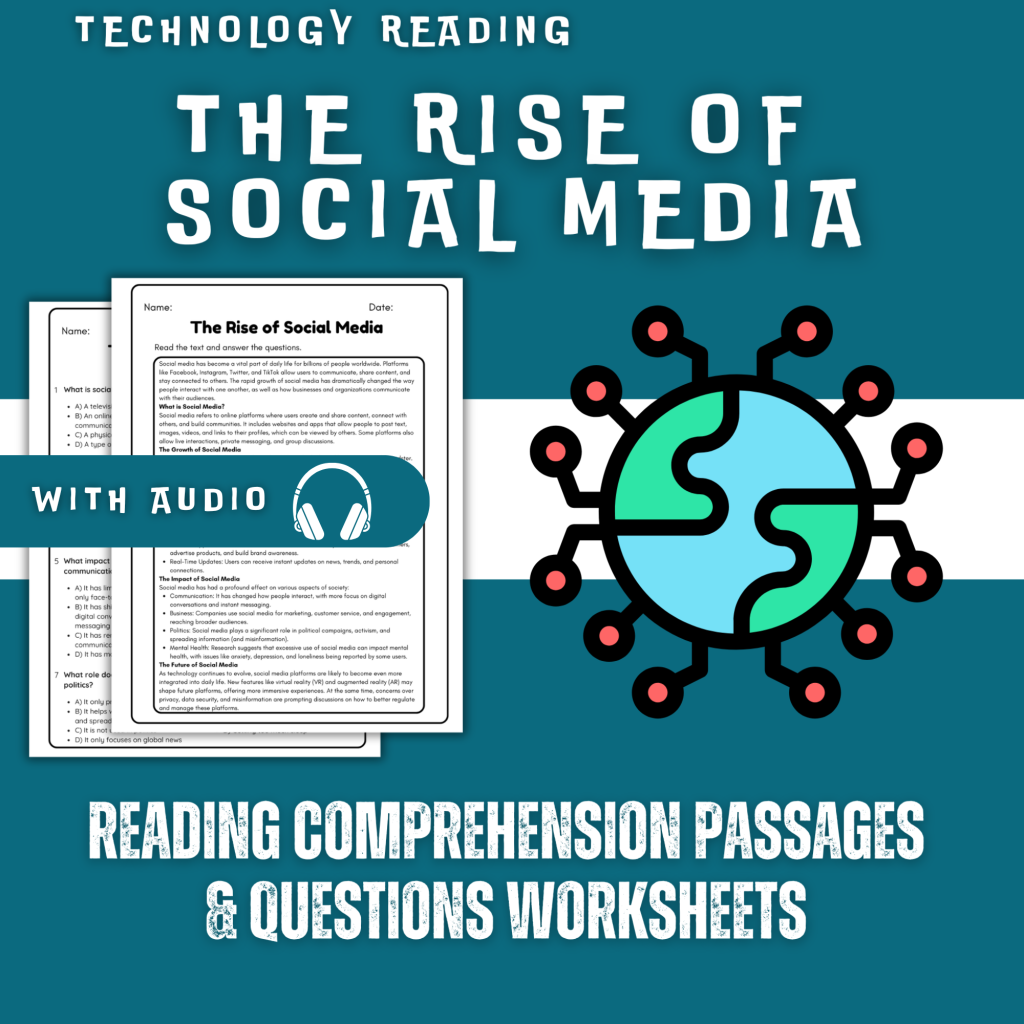 The Rise of Social Media - Technology Reading Comprehension Worksheet ...
