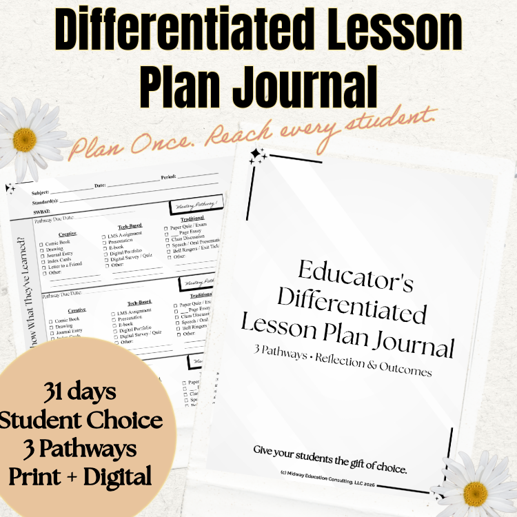 Differentiated Lesson Plan Journal | Teacher Planner | Editable PDF | Choice-Based Learning | Reflec
