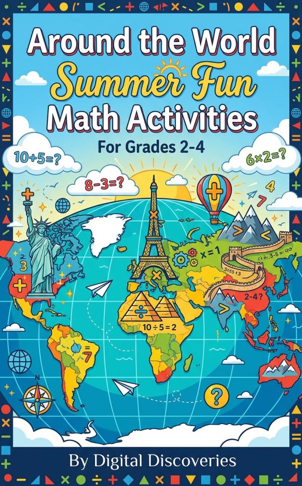 Summer Math Questions Summer Math and Travel Fun Printable Workbook for Kids | Summer ...