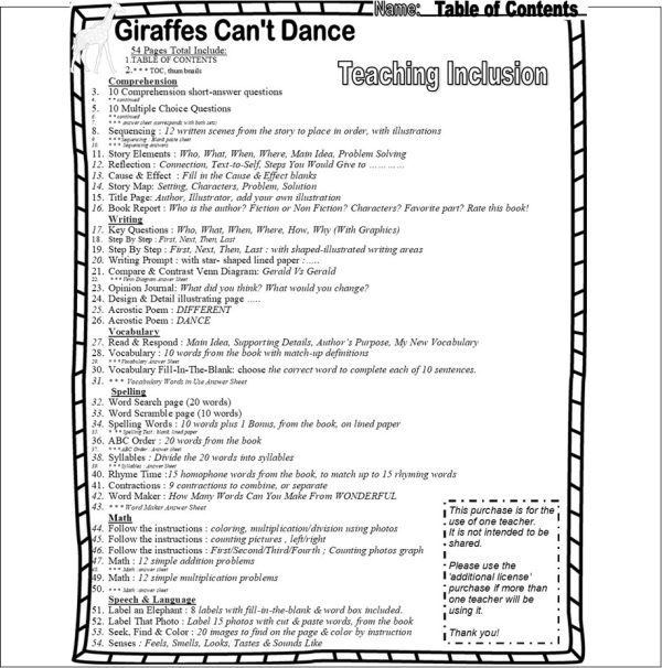 Giraffes Can’t Dance Read Aloud Book Companion Reading Comprehension ...