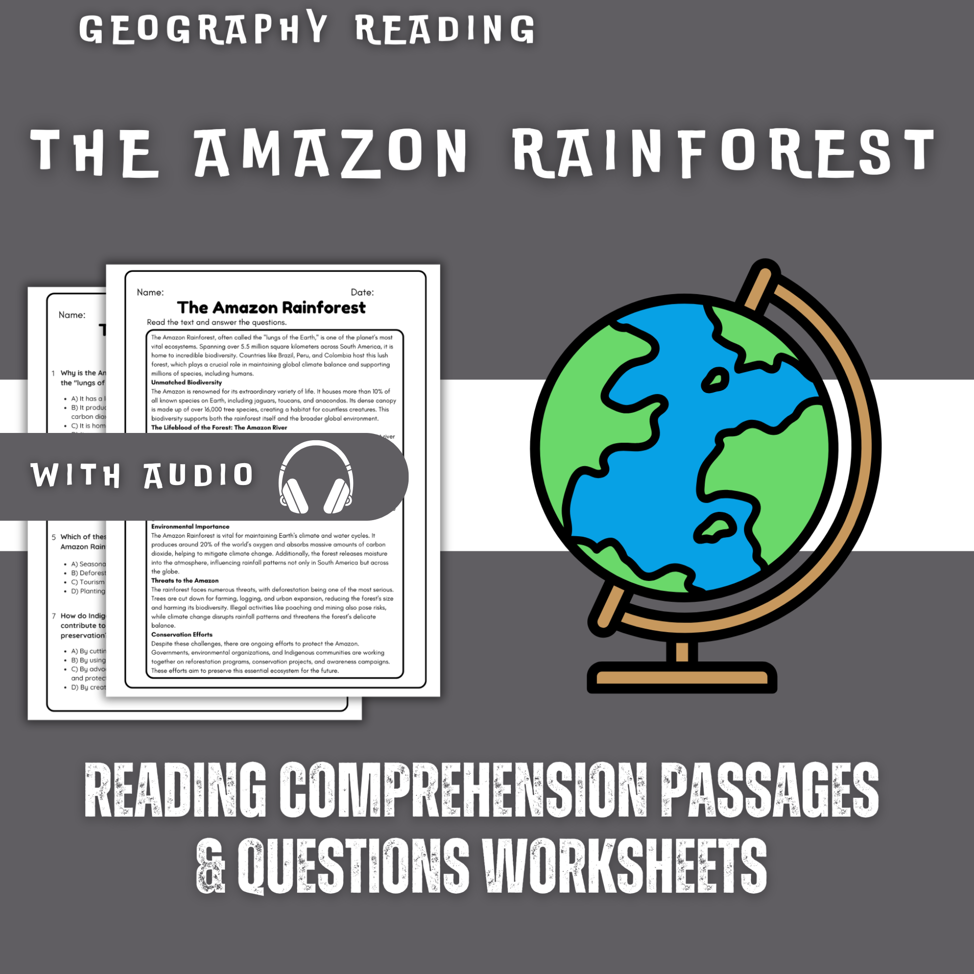 The Amazon Rainforest Reading Comprehension Worksheet with Questions and Answers