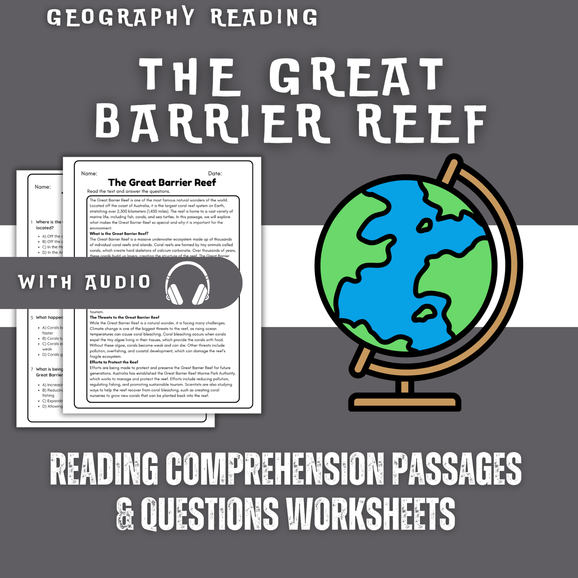 The Great Barrier Reef Reading Comprehension Worksheet with Questions and Answers