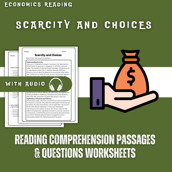 Scarcity and Choices Reading Comprehension Worksheet with Questions and ...