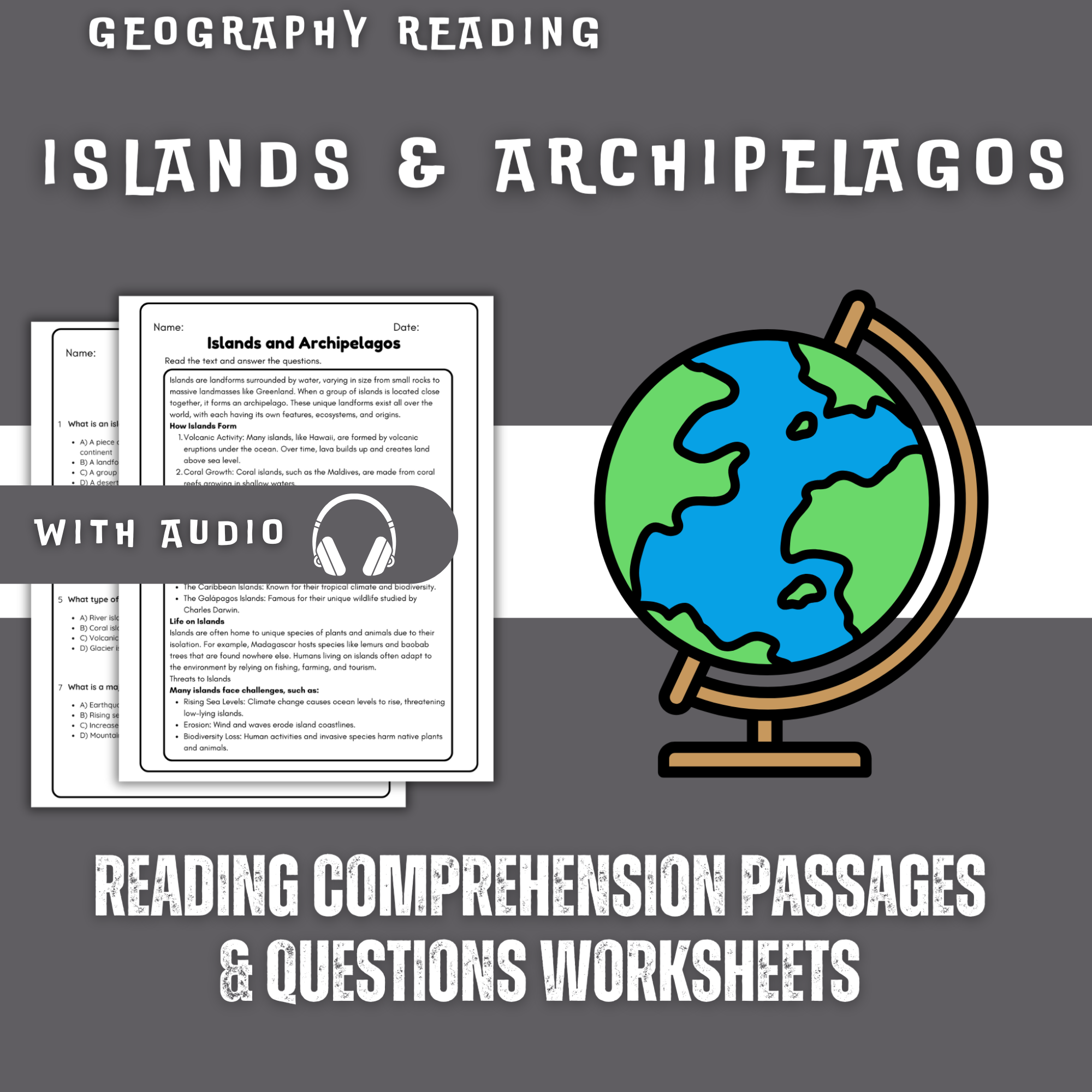 Islands and Archipelagos Reading Comprehension Worksheet with Questions and Answers