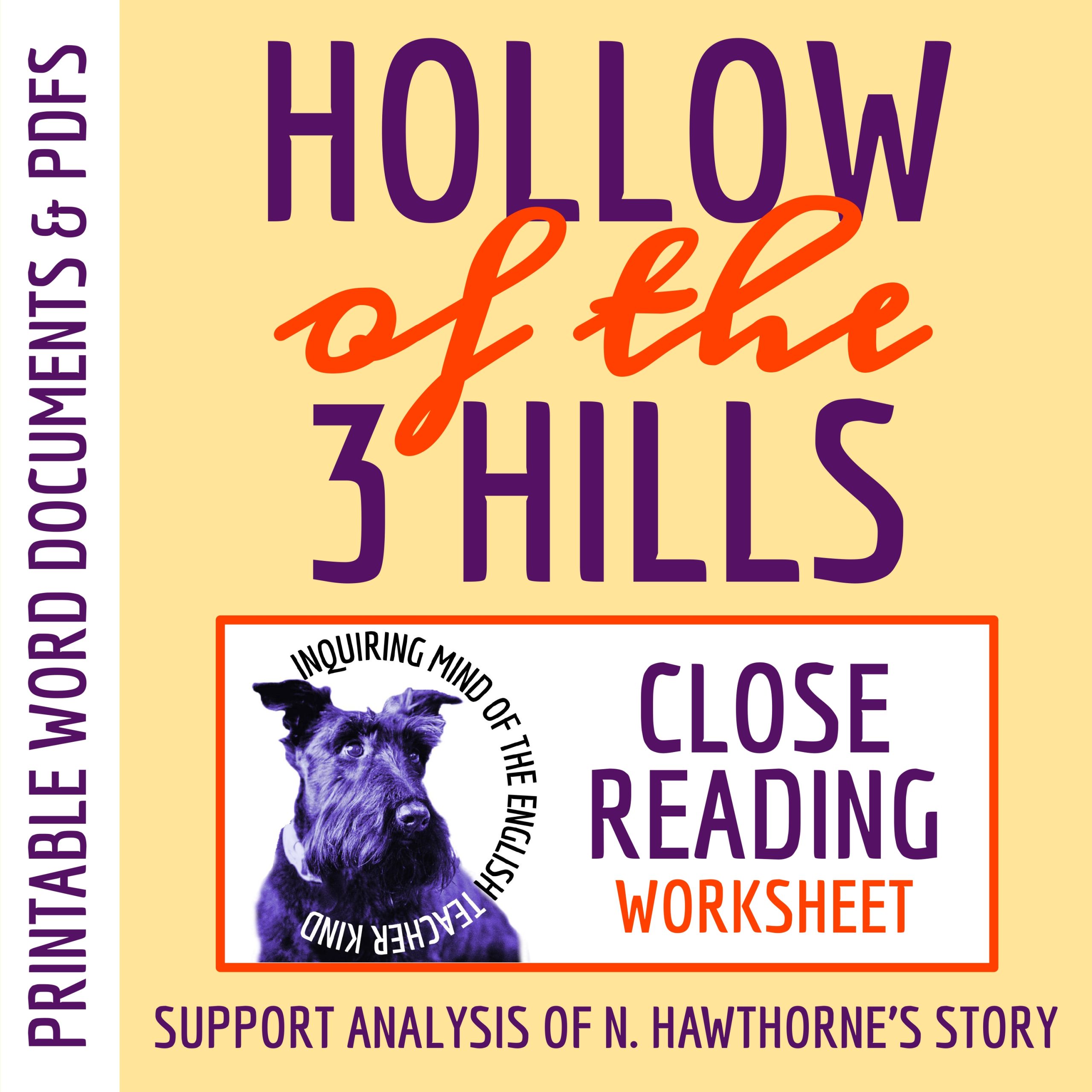 "The Hollow of the Three Hills" by Nathaniel Hawthorne Close Reading Analysis Worksheet