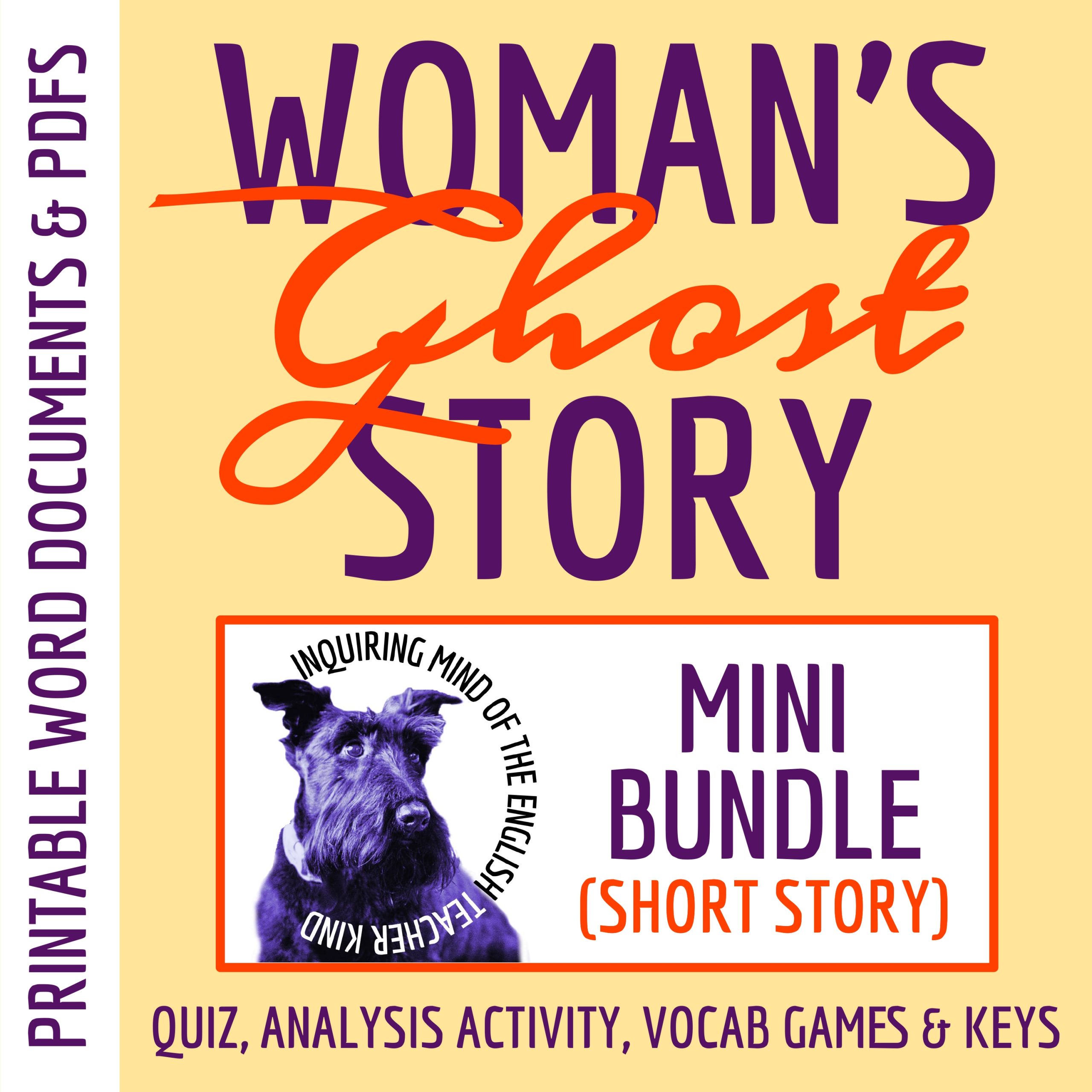 "The Woman's Ghost Story" Quiz, Close Reading Worksheet, and Vocabulary Games (Bundle)