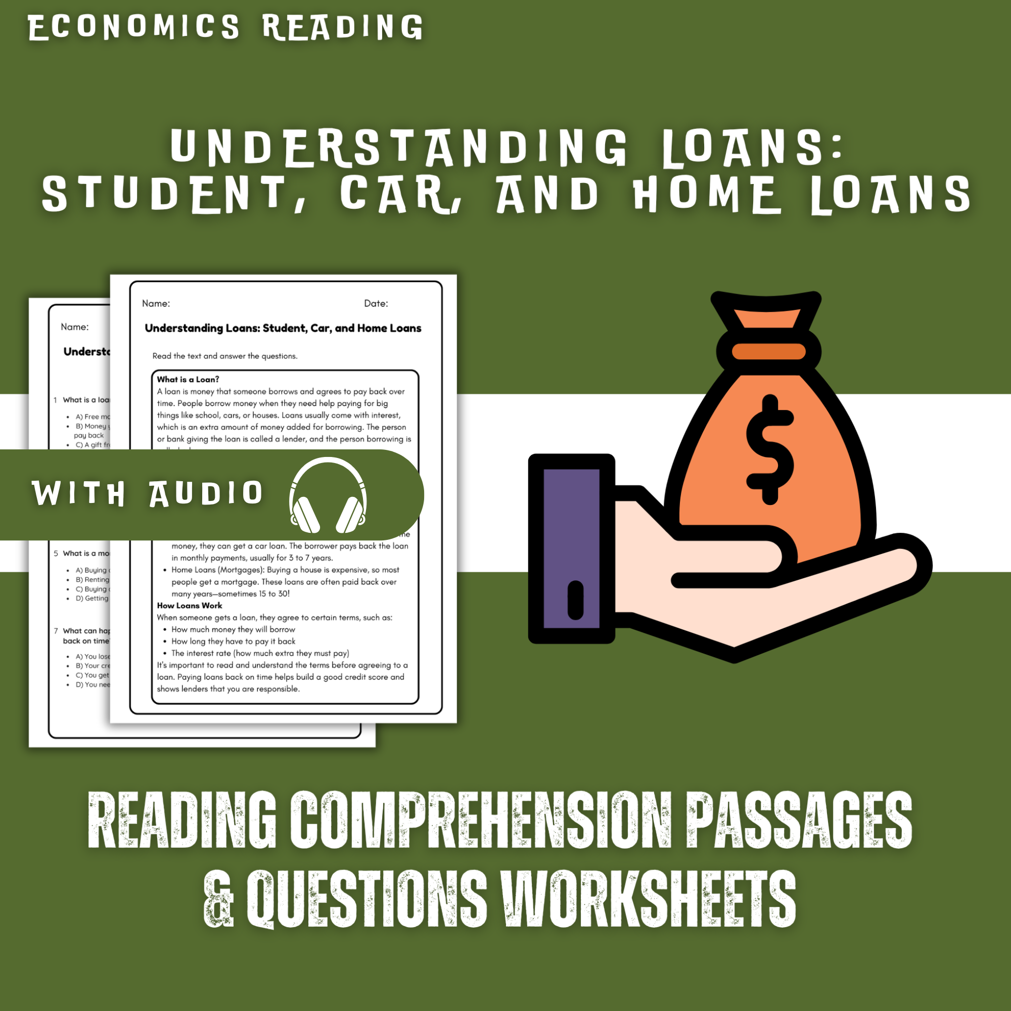 Understanding Loans Reading Comprehension Worksheet with Questions and Answers