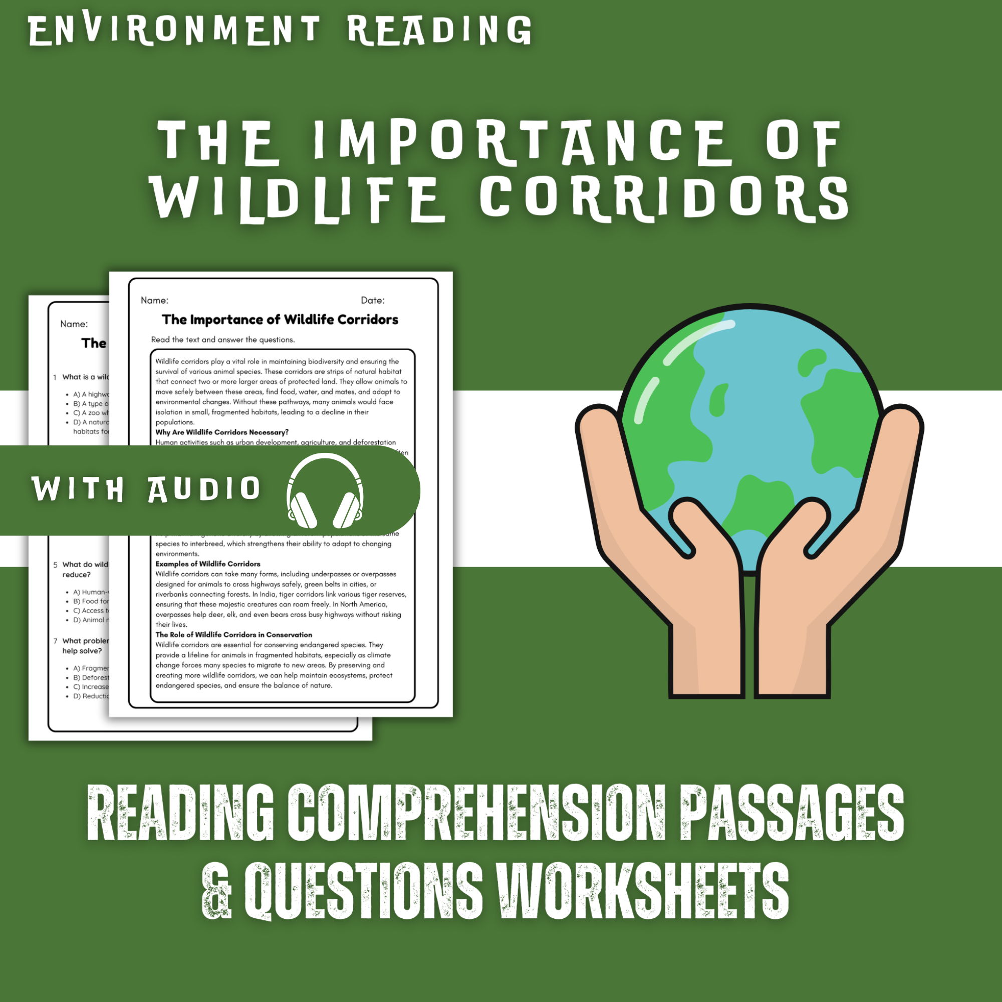 The Importance of Wildlife Corridors Reading Comprehension Worksheet with Questions and Answers