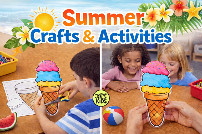Summer Crafts & Activities | Fine Motor Skills Worksheets | For Grades PreK–4
