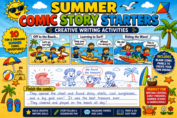 Summer Comic Story Starters Sheets | Creative Writing Activity | For ...