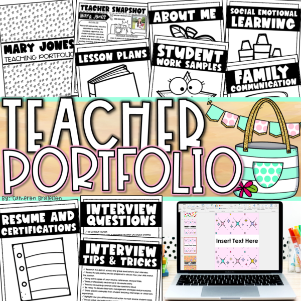 Interview File Cover Labelling Teaching Portfolio Templates | Editable Binder Covers & Dividers for ...
