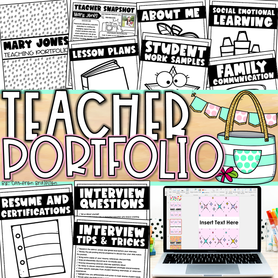 Teaching Portfolio Templates | Editable Binder Covers & Dividers for Interviews