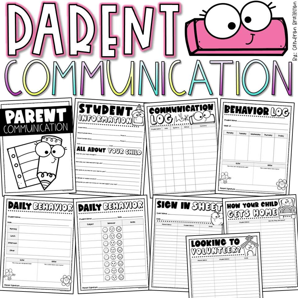 Parent Communication Binder | Behavior Logs and Meet the Teacher Info Sheets
