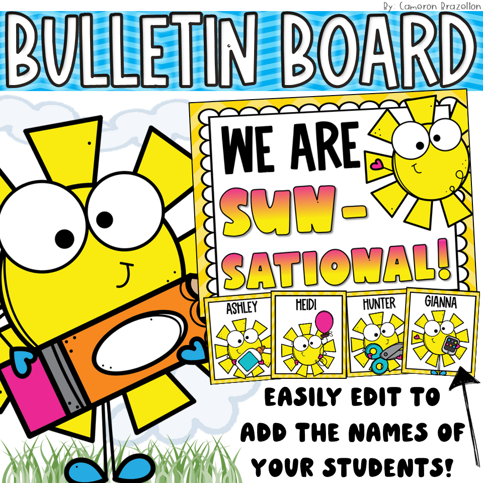 Back to School Bulletin Board | Summer Sunshine Door Decorations EDITABLE